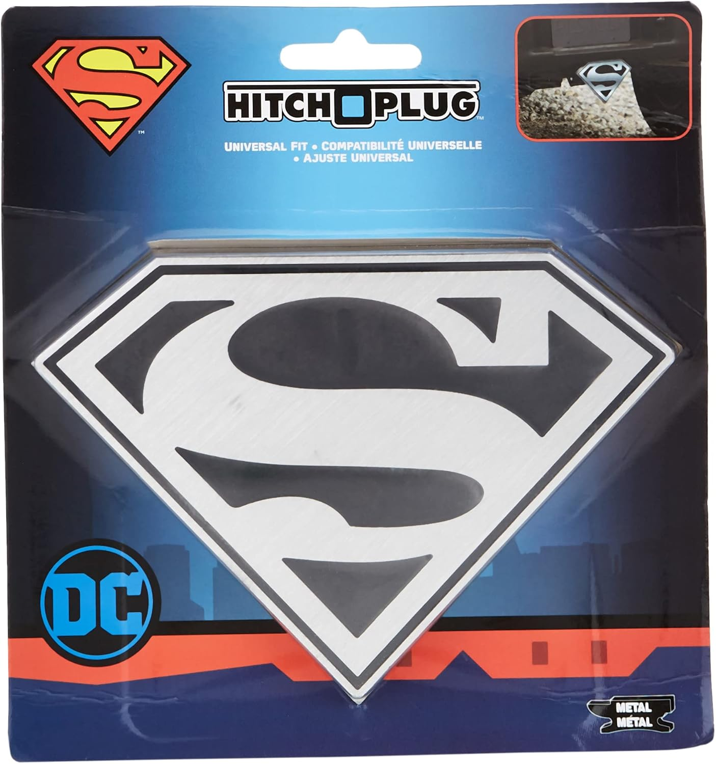 Plasticolor 2225 Billet Aluminum Superman Logo Truck SUV Hitch Cover - 2" and 1.25" image number 1