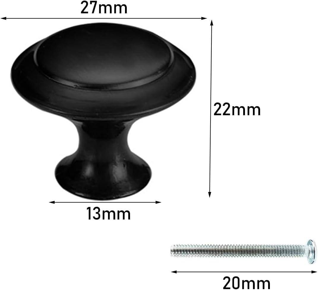 12 Pcs Black Cabinet Knobs, Betterjonny 20Mm round Kitchen Cupboard Handles for Your Home, Dresser and Cupboard,Living-Room, Kitchen, Bathroom, Office image number 4