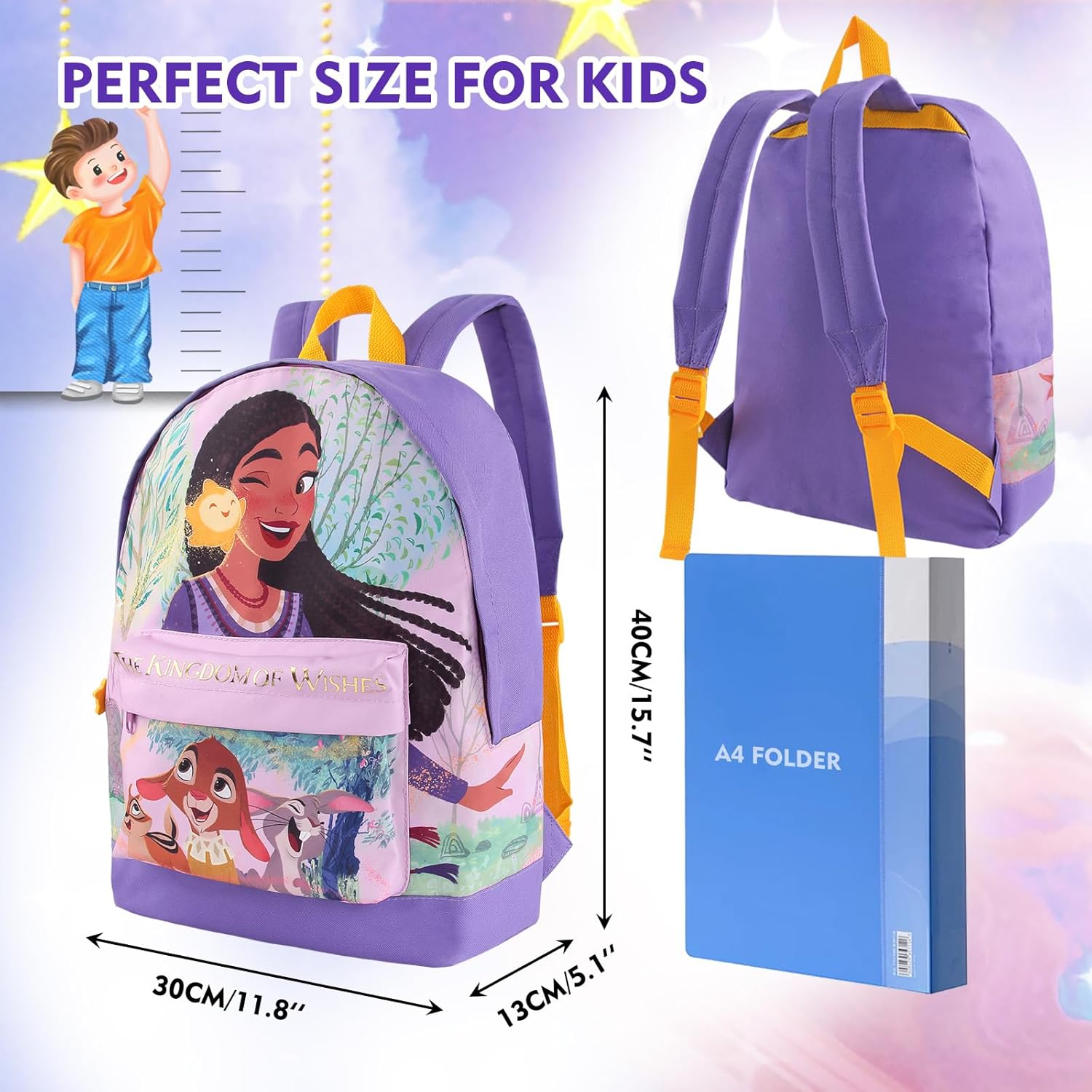 Discoball Kids Toddler Travel Backpack for Girls Boys, Primary Children Disney Wish School Bags for Girls Boys Nursery Cute Cartoon Backpacks, Travel School Bags for Girls Boys Gifts image number 3