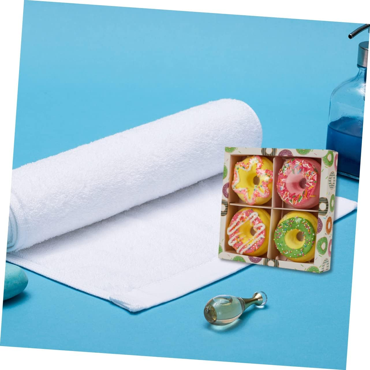 LOLIPPYY Doughnut Shape Shower Bombs 100G Set of 4 Moisturizing Bath Salts for Boys and Girls Essential Oils Fun Bath Time Experience Random Style image number 5