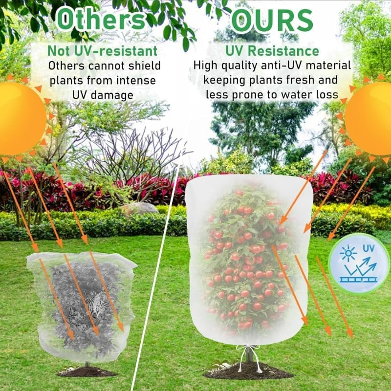 4 Pack Garden Mesh Netting for Plant Protection, Fruit Protection Bags with Drawstring, Garden Netting Plant Covers for Blueberry Tomato Vegetable Form Cicadas Bird Squirrels Eating image number 4