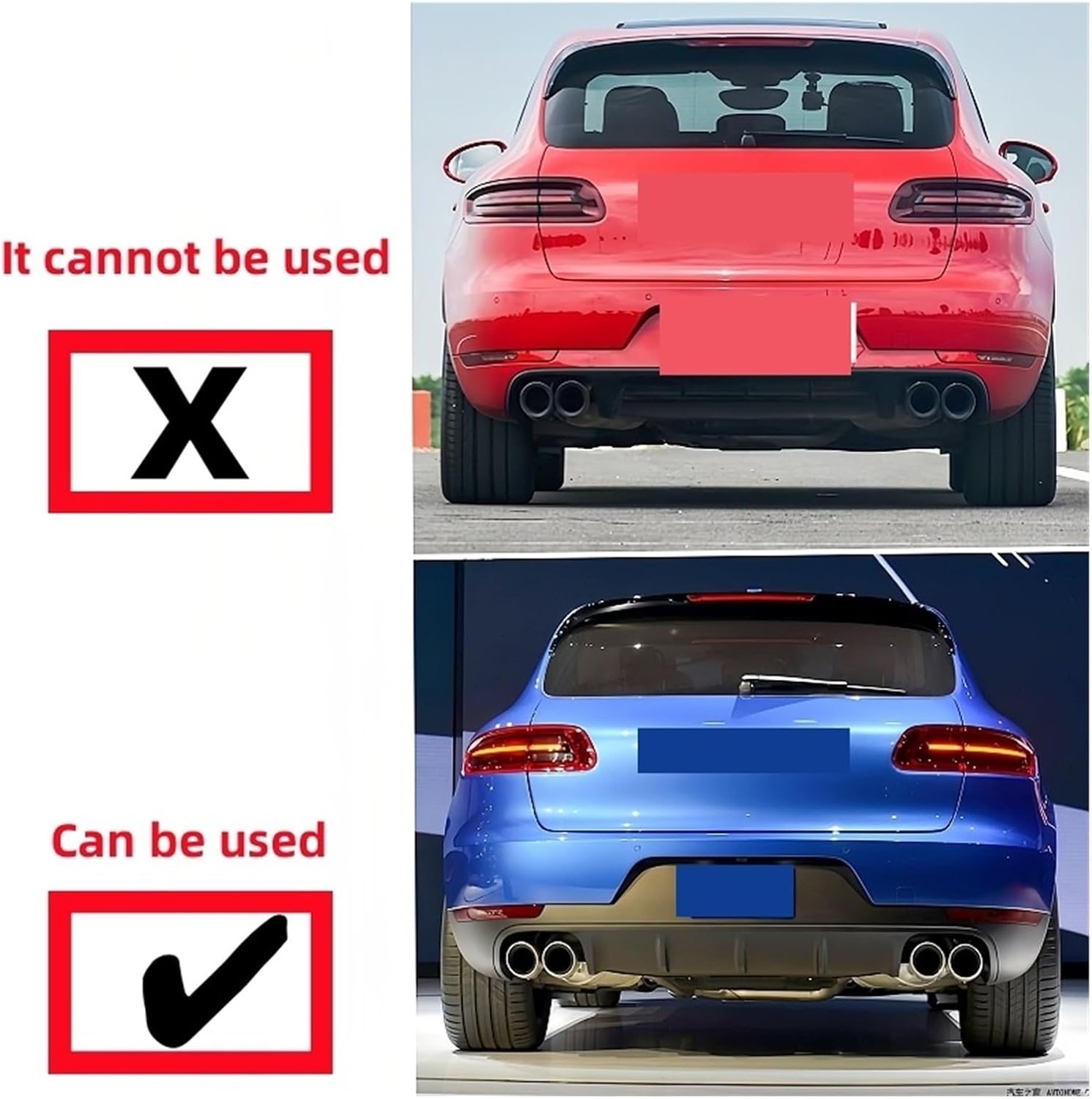 Compatible for Porsche Macans 2.9T 3.0T Tip 2014 to 2024 Exhaust Tip Stainless Steel Black Muffler Tip Nozzle Exhaust Head image number 1