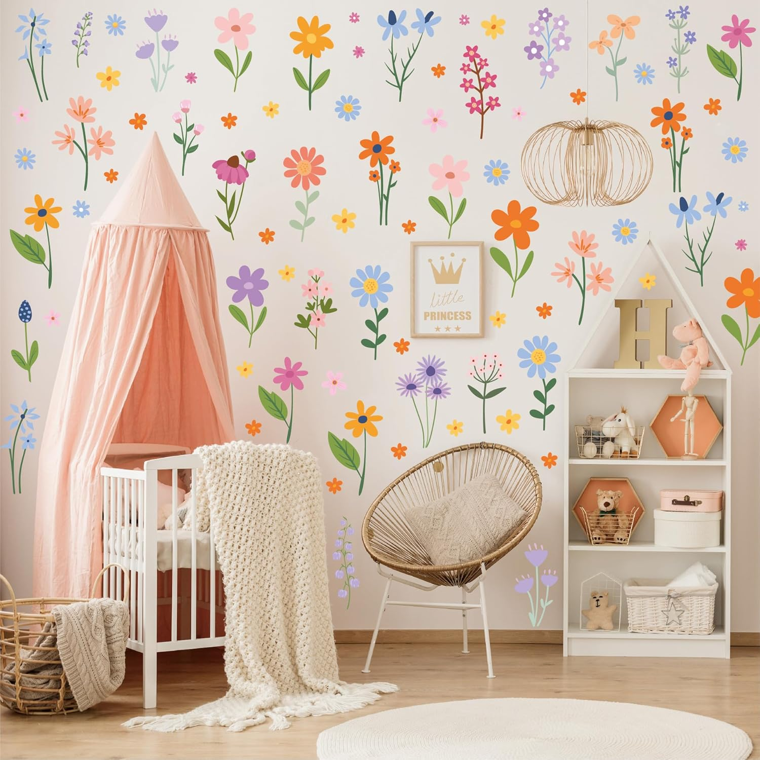 Flower Wall Decals - 8 Sheets 102 Pcs Spring Themed Wildflower Wall Stickers Peel and Stick Fairy Floral Wall Decor for Girls Bedroom Living Room Nursery Home - Animal Alphabet image number 3