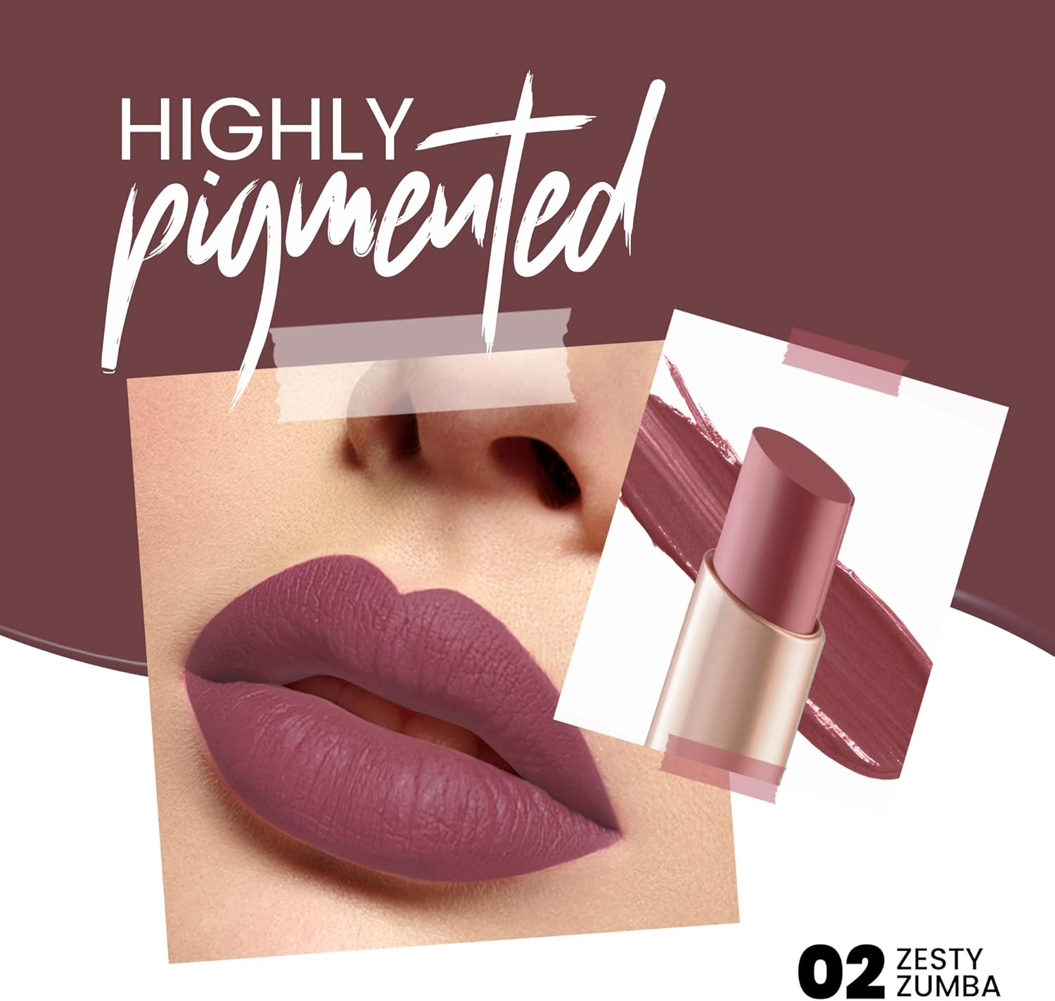 MARS Creamy Matte Long Lasting Lipstick for Women | Creamy Lipstick | Single Swipe Application | Smooth & Light Weight (3.2 Gm) (02-Zesty Zumba) image number 3