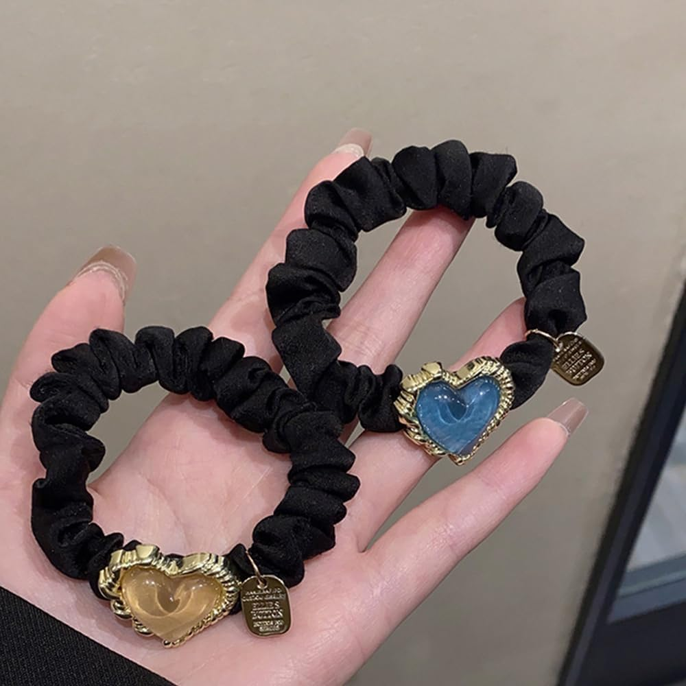 4 Pcs Beaded Hair Ties Rhinestone Ponytail Holder Pearls Hair Accessories for Women image number 5