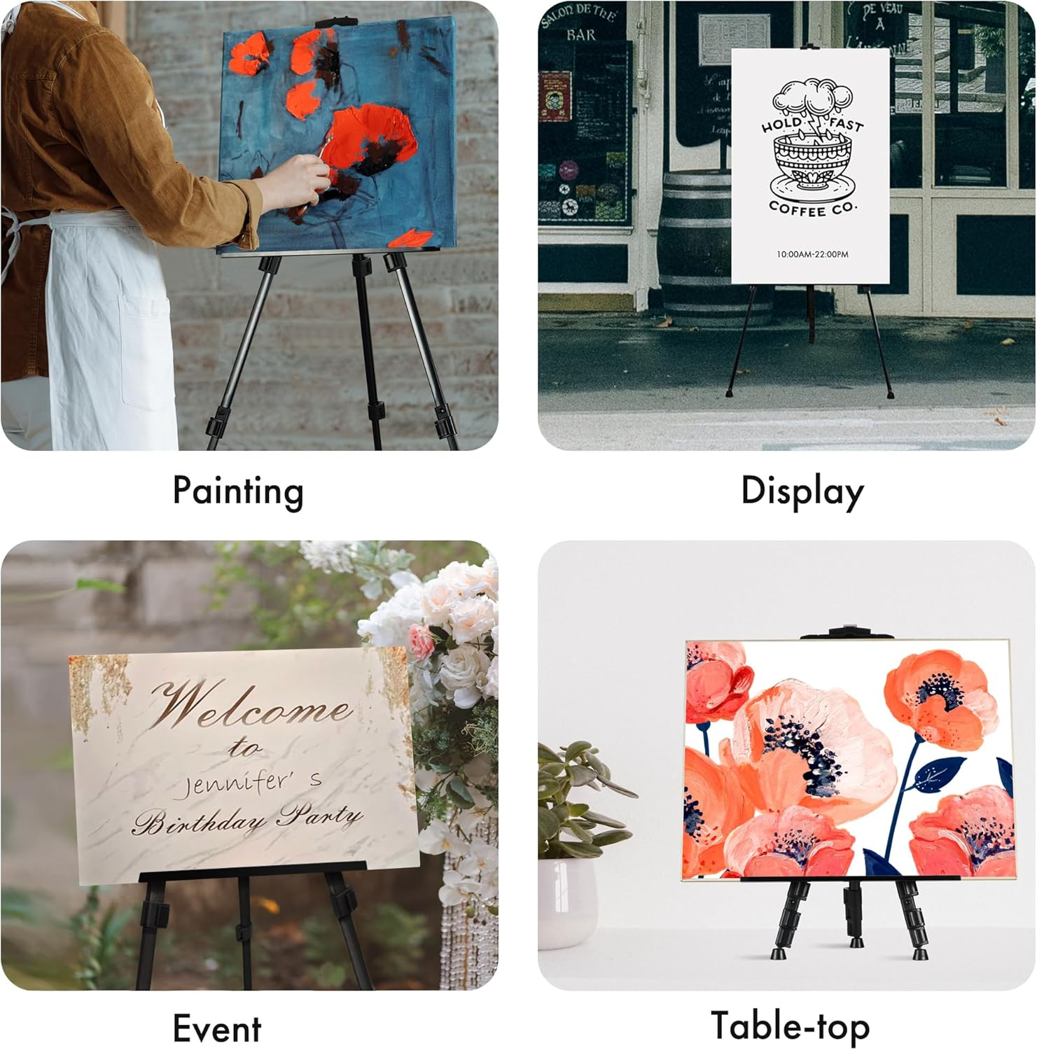 Artify Easel for Painting, Double-Tier Easel Stand, Adiustable Height from 22-66 Inches, Tripod for Painting and Display with Carrying Bag, 66 Inches, Black image number 3