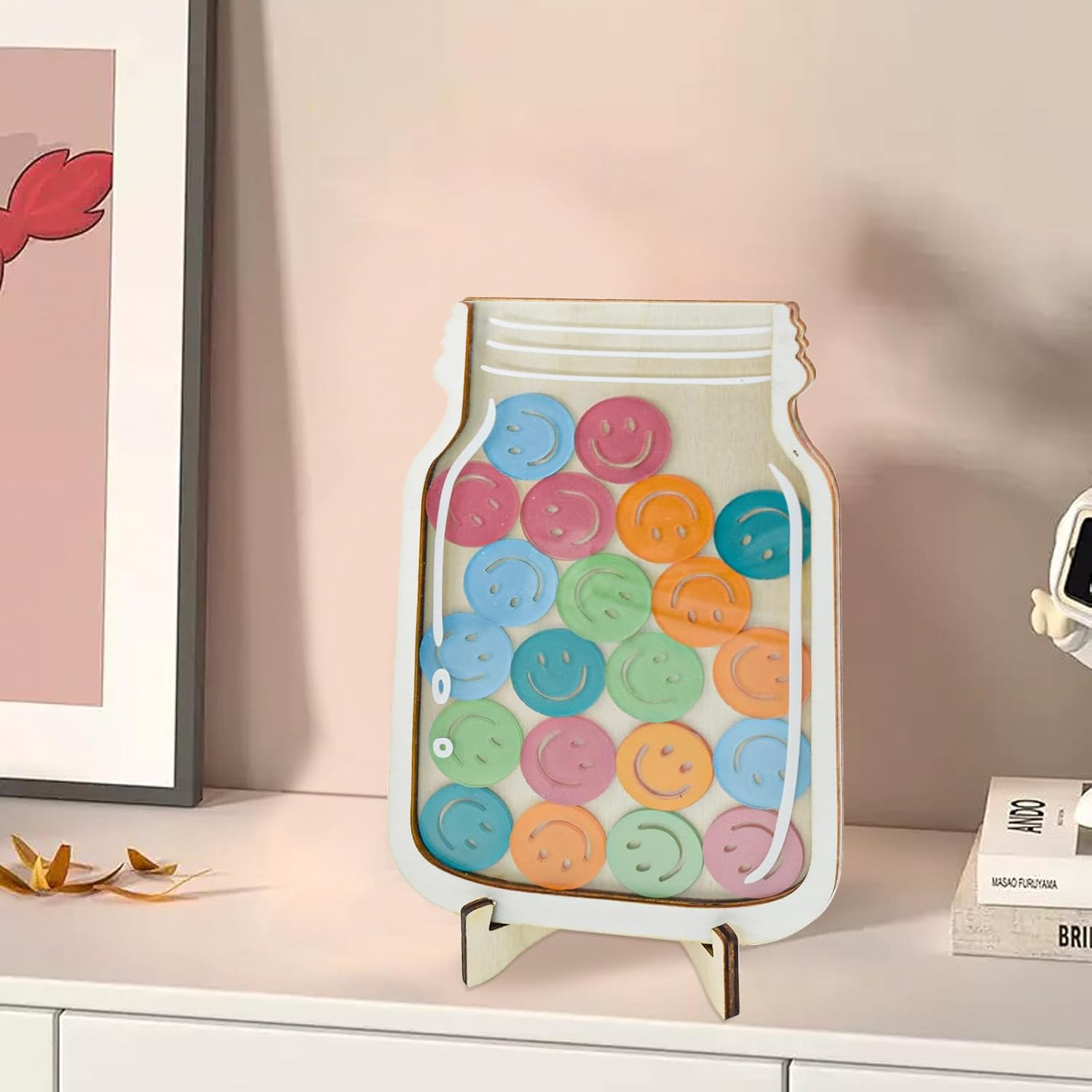 Enkrio Reward Jar for Kids Personalized Smile Incentive Jar for Students Kids Behavior Reward Chart for Classroom Home Back to School Supplies (Smile) image number 4