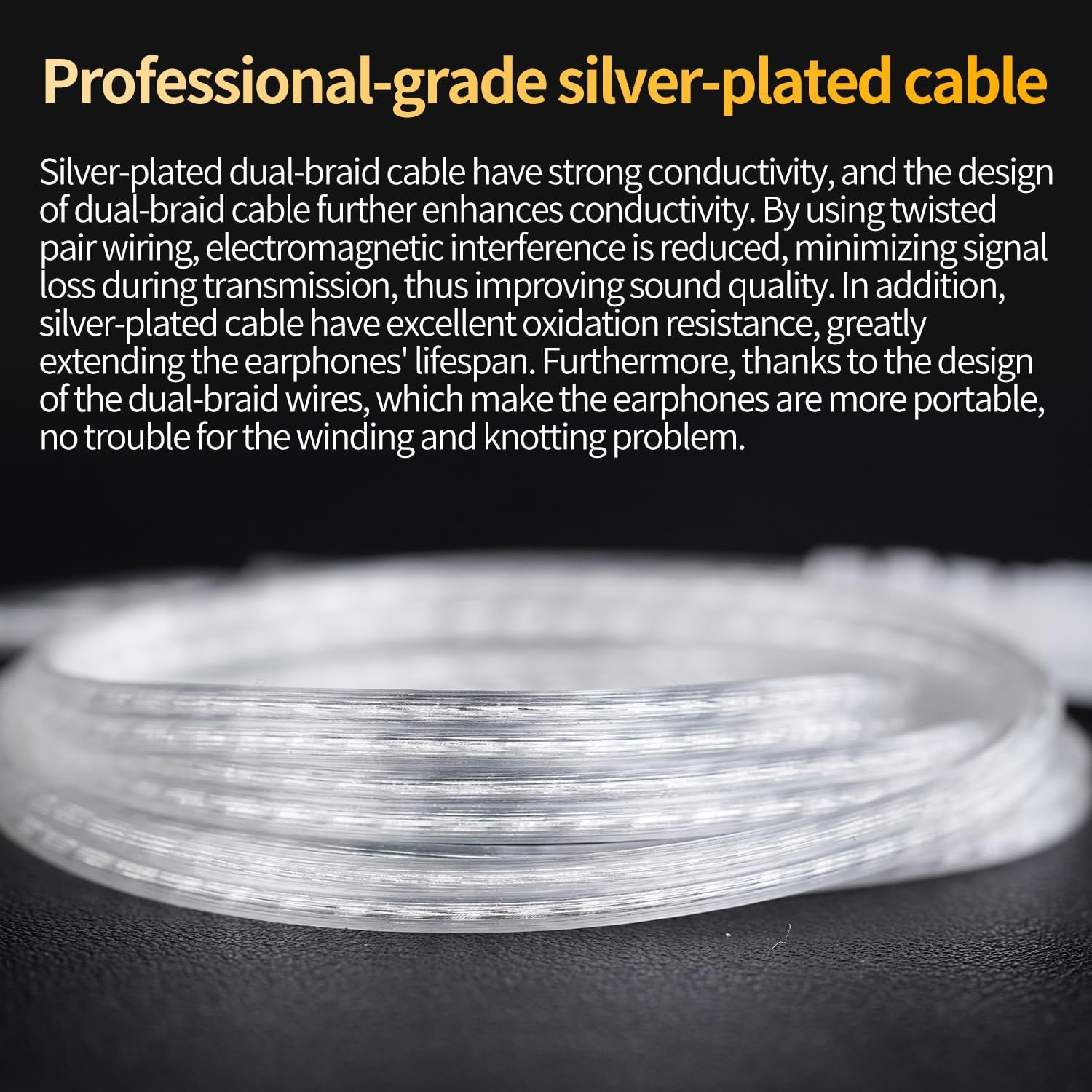 CCA CRA Pro, Ultra Thin DLC Membrane In-Ear Monitor with Mic, Hifi DJ Headphones with Cable, IEM Headphones N52-Planar + 4-Coil Driver, 2-Pin Disconnect Cable with Silver-Plated Cores for Musicians - Cra Pro- Silver image number 4