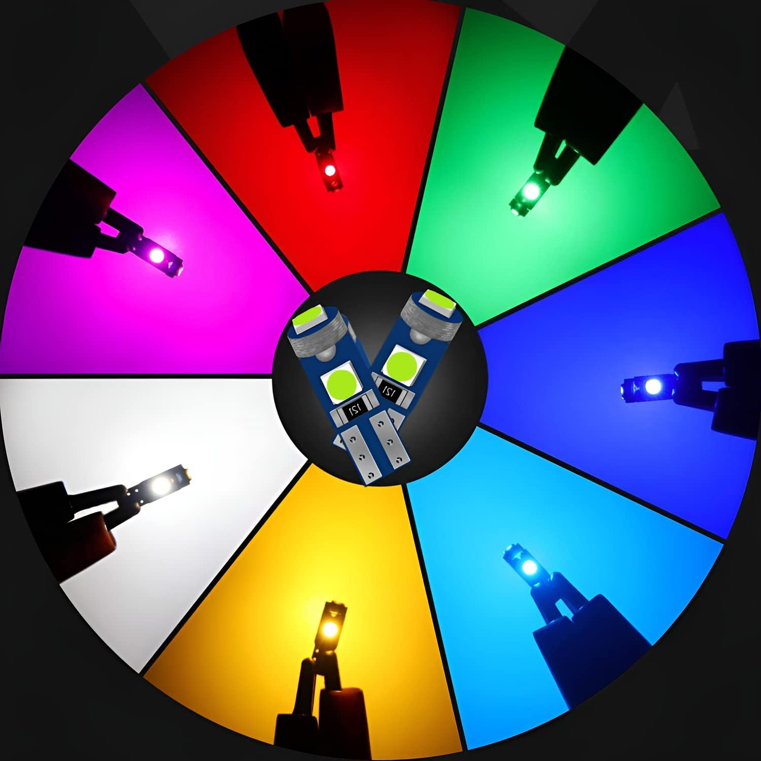 AUXLIGHT Ice Blue T5 37 74 2721 PC74 PC37 LED Bulb, 3030 Chips Super Bright 12 Volt Replacements, Interior Dome Map Dashboard Indicator Instrument Panel Gauge Cluster Lamp Lights (Pack of 10)