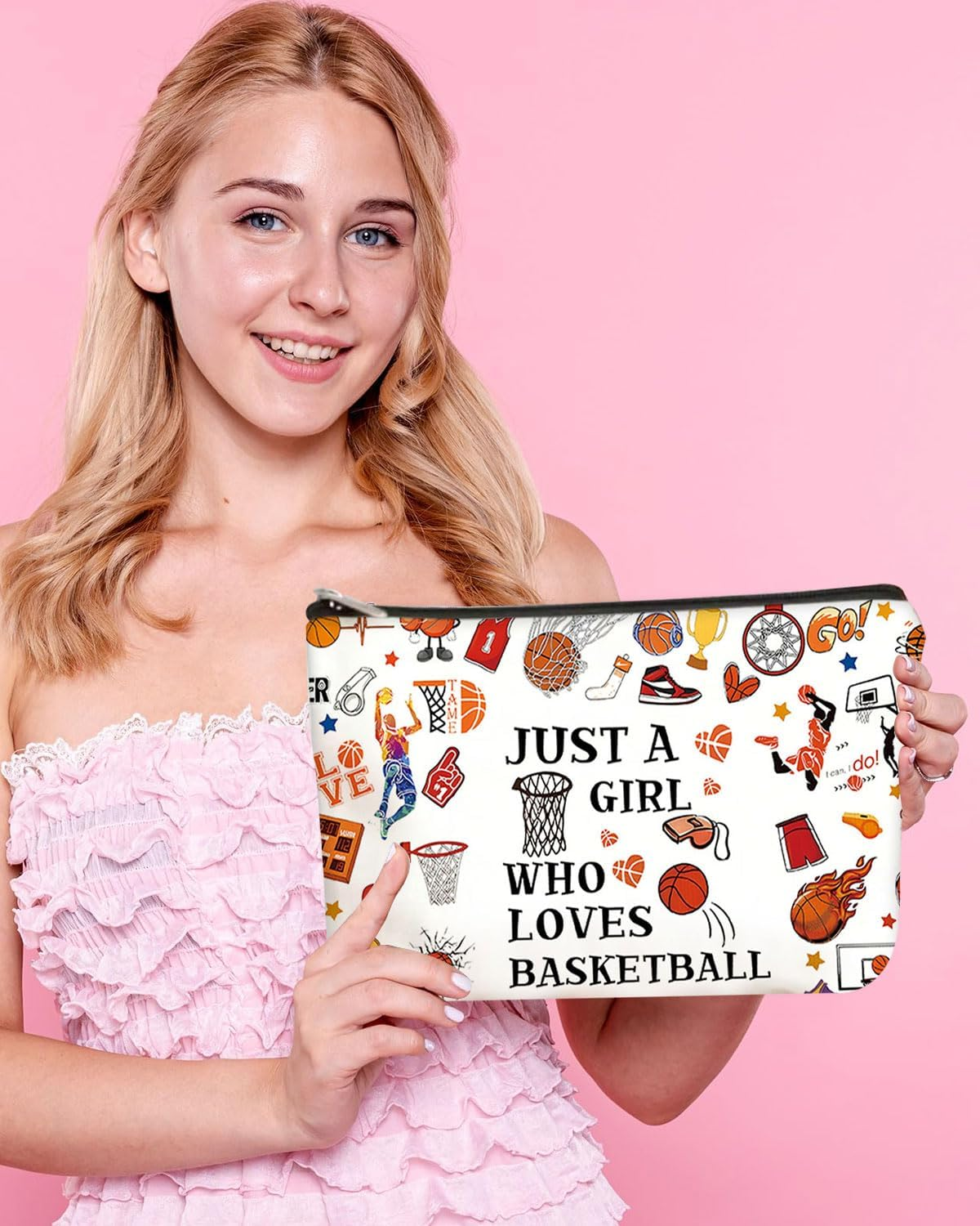 TPZORJX 2 X Make-Up Bags for Women, Cosmetic Bag, Wash Bag, Storage Cosmetic Bag, Multifunctional, with Sports Balls Motif and Zip for Teenagers, Daughter, Sister, Best Friend image number 4