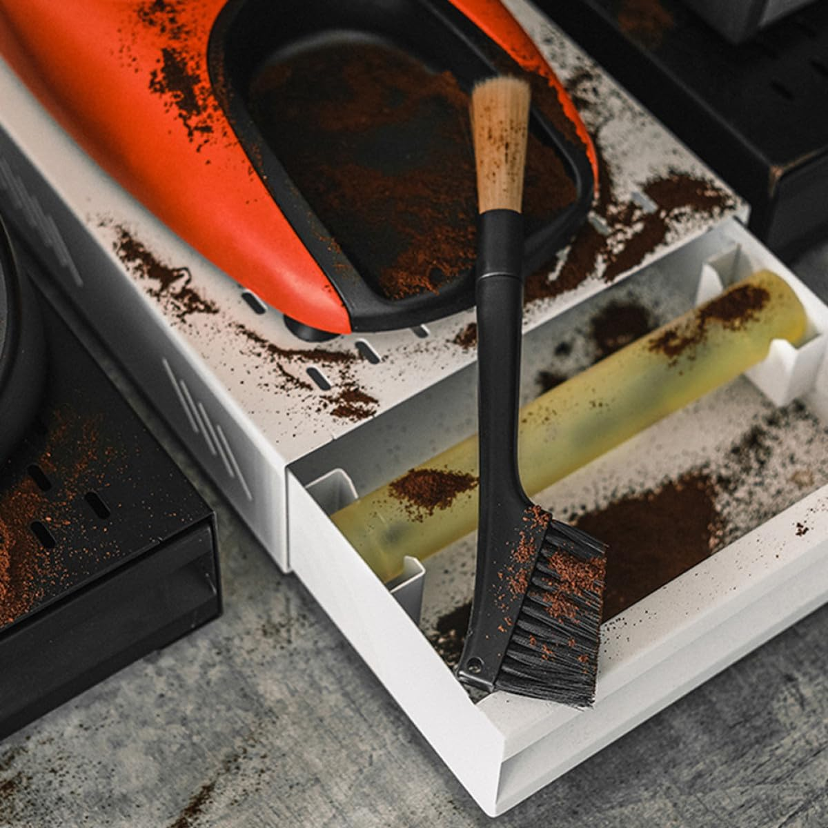 CHICAMPERA 3Pcs Espresso Machine Cleaning Brushes Coffee Grinder Brush with Portable Handle Multipurpose Cleaning Tool for Coffee Tea Powder Sugar Baking Ingredients image number 1