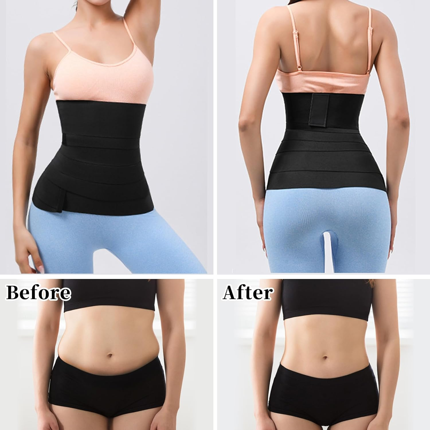 YTJYZB Waist Trainer for Women Weight Loss Tummy Control Sweat Sauna Slim Belly Belt, Adjustable Compression Waist Trimmer Wrap, Body Shaper Waist Cincher Trimmer Belt image number 6