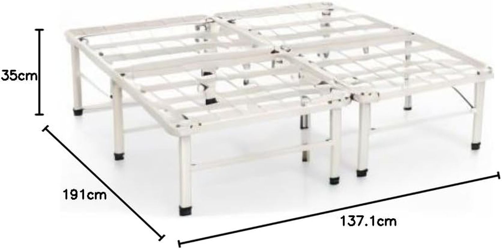 Zinus Smartbase Double Bed Base Frame White Foldable Premium Metal Heavy Duty Steel - Folding Bed Platform Mattress Foundation with under Bed Storage, Light Beige image number 5