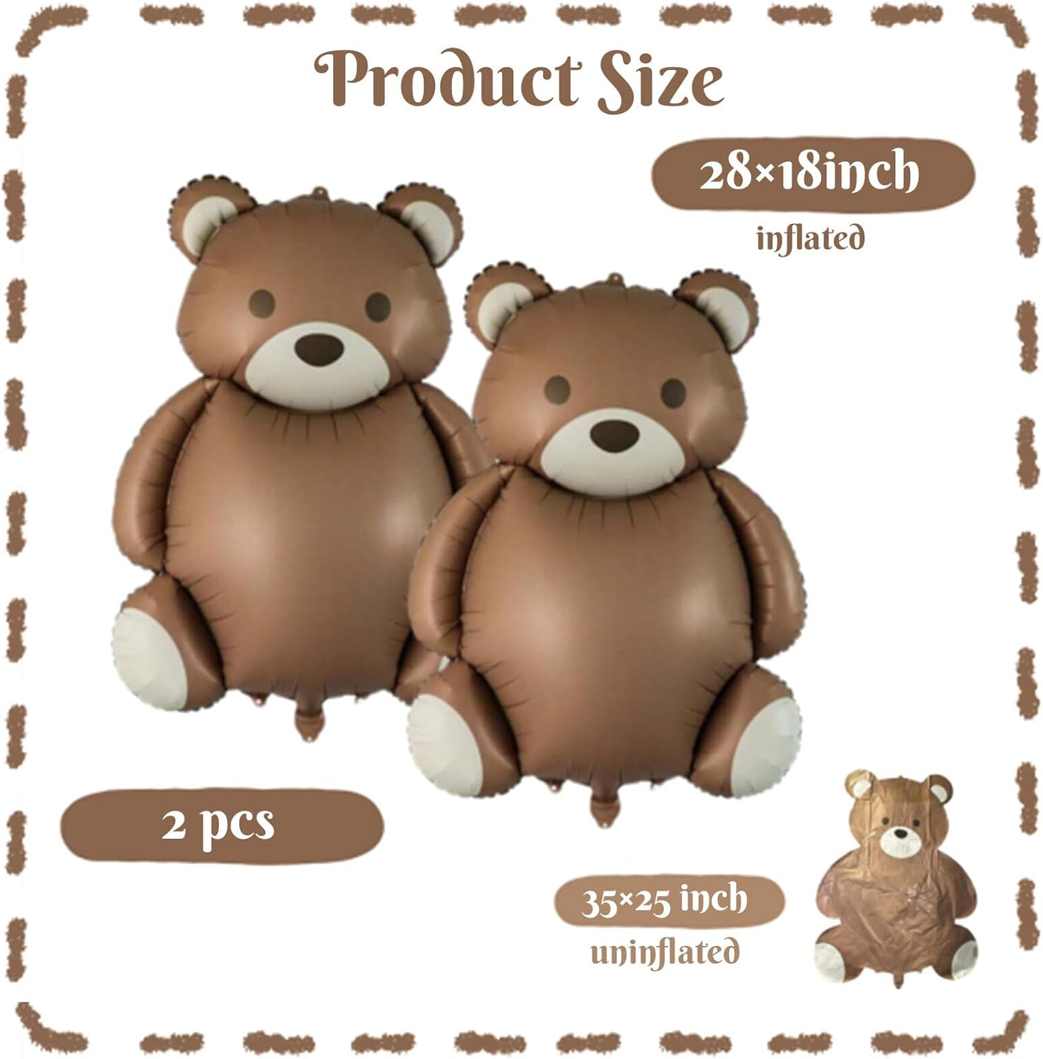 Lyvixora 2 PCS Matte Teddy Bear Foil Balloons - Large Gender Reveal Decorations, Adorable Baby Shower & Birthday Party Decor, Cute Balloons for Birthdays & Celebrations​​