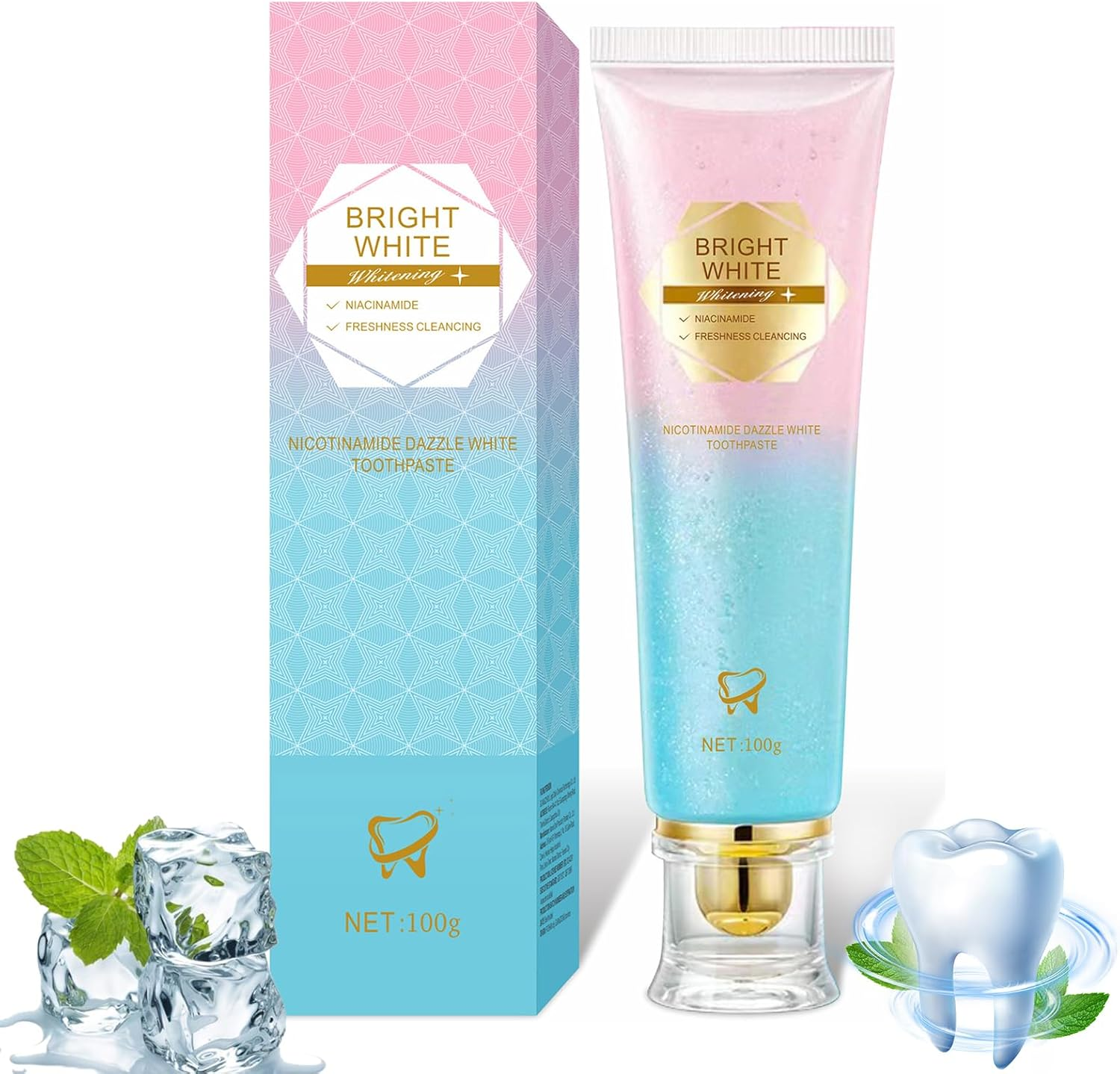 Niacinamide Whitening Toothpaste, Enamel Safe Formula for Brighter Teeth & Stain Removal, Vegan, Fluoride-Free with Fresh Mint (1)