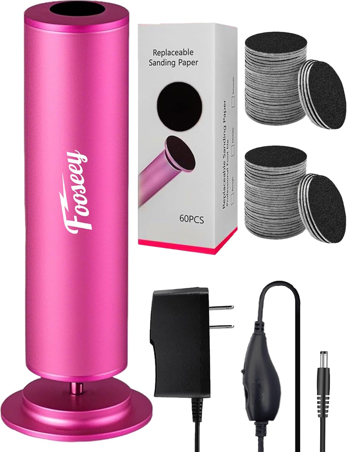 Electric Foot File Tool - Callus Remover for Feet (FSA or HSA Eligible), Professional Pedicure Machine with 60Pcs Sandpaper Discs, Adjustable Speed Foot Files for Deadskin, Dry and Cracked Feet image number 4