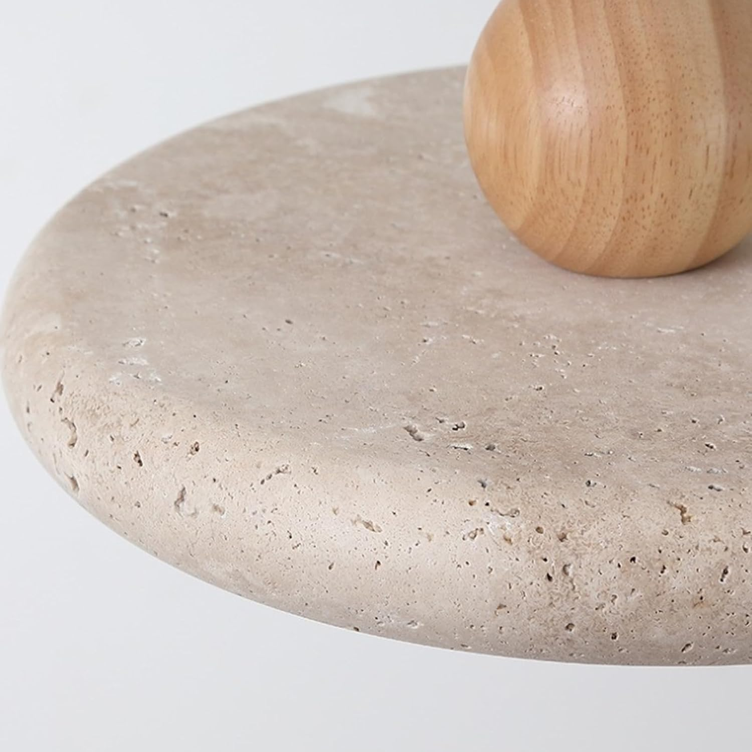 Natural Stone Pendant Light &ndash;Adjustable Hanging Light for Kitchen Island Dining Room Living Room, French Travertine Ceiling Light Fixture with LED, Modern Minimalist Design (B,M) image number 1