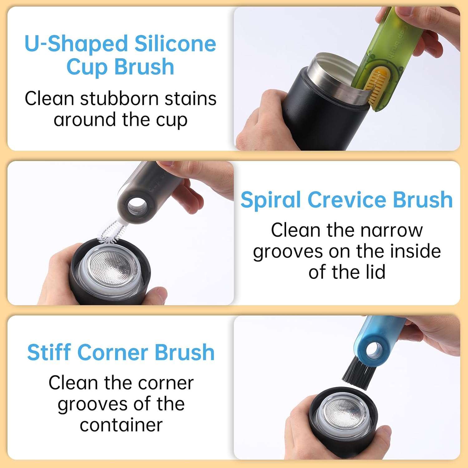 7 Pack Bottle Brush Cleaner Set, 3 in 1 Cup Lid Gap Cleaning Brush, Straw Brush Water Bottle Brush, Multifunctional Insulation Bottle Cleaning Tools