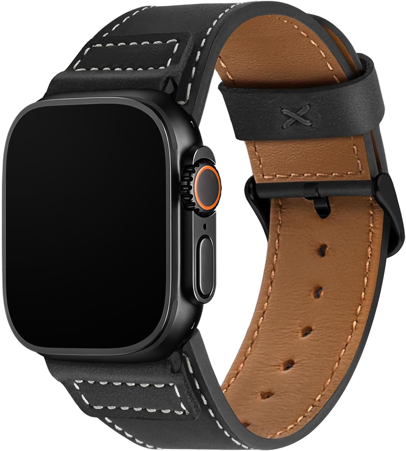 Wristitani Leather Bands Compatible with Apple Watch Band 49Mm 46Mm 45Mm 44Mm 42Mm 41Mm 40Mm for Men, Top Genuine Leather Replacement Strap for Iwatch Ultra2 Ultra Series 10 9 8 7 SE2 SE 6 5 4 3