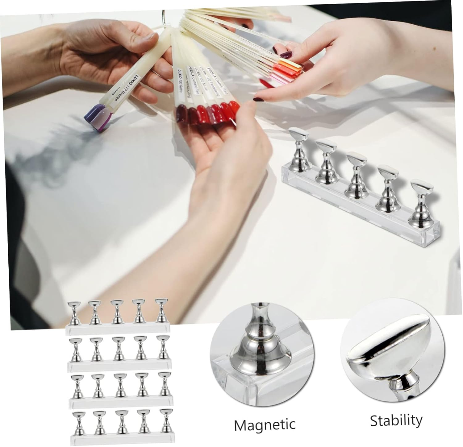 WOFASHPURET Acrylic Display Stand for Manicure Practice 4Pcs Nail Art Checkerboard Holder Professional Nail Display Rack and Enthusiasts image number 5