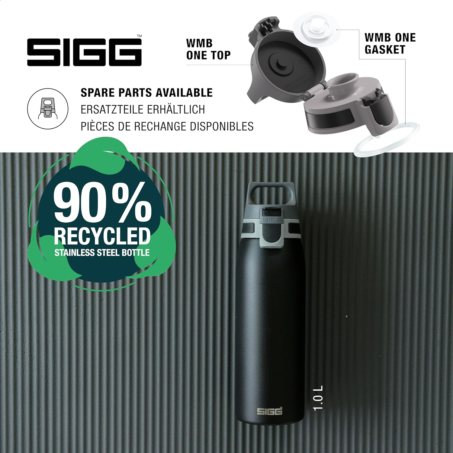 SIGG - Stainless Steel Water Bottle - Shield ONE Black - Suitable for Carbonated Beverages - Leakproof - Lightweight - BPA Free - Black - 0.75 L image number 6