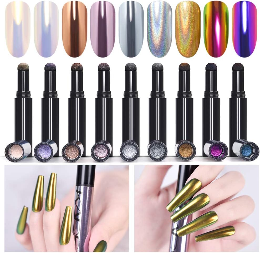 Rolabling Nail Powder Air Cushion Pen Mirror Effect Nails Powder Holographic Chrome Pigment Nail Decoration Nail Art Tool image number 1