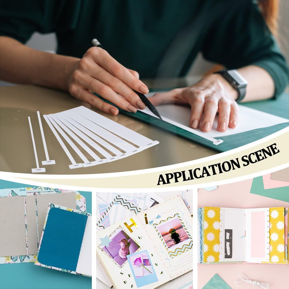 FINGERINSPIRE 10 Pcs Acrylic Bookbinding Spacer Tool 3/4/5/6/7/8/9/10/20/30Mm White Bookbinding Ruler T Shape Straight Edge Book Binding Kit for Making Book with Spine, Covered with Protective Film image number 1