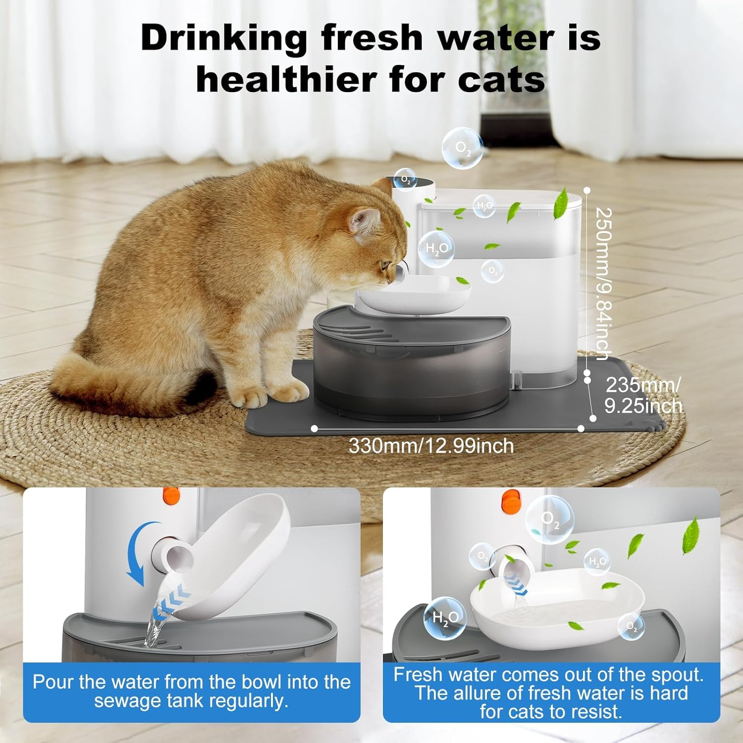 Smart Pet Water Fountain, 3.5L Filterless Automatic Dispenser with Anti-Accidental Touch Mode, Rechargeable, White image number 2