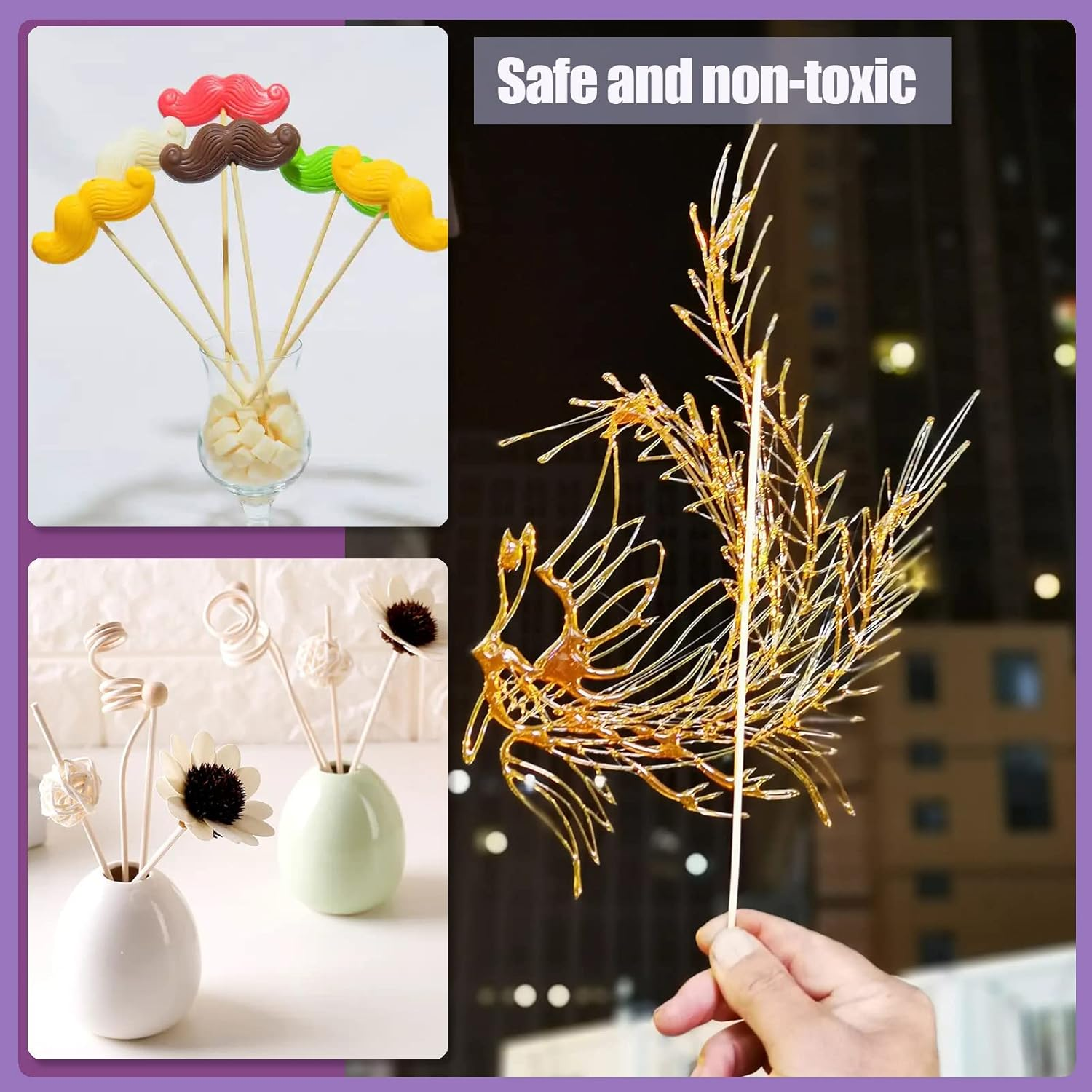 Swpeet 160Pcs OD 1/8" 3/16" 1/4" 5/16" 3/8" Length 6Inch/150Mm Wooden Dowel Rods Craft Wood Sticks Assortment Kit, Unfinished Dowel Small round Hardwood Sticks image number 4