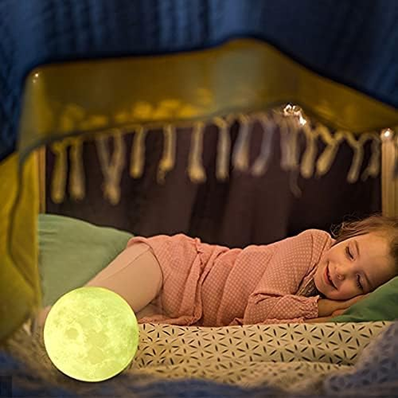 Moon Lamp, Coopark 3D Printing Night Light 16 Colors LED Lighting with 4 Modes USB Charging & Wooden Stand, Remote & Touch Control(15Cm/5.9Inch) Warm Theme Bedroom Decor Cool Creative for Boys Girls image number 6