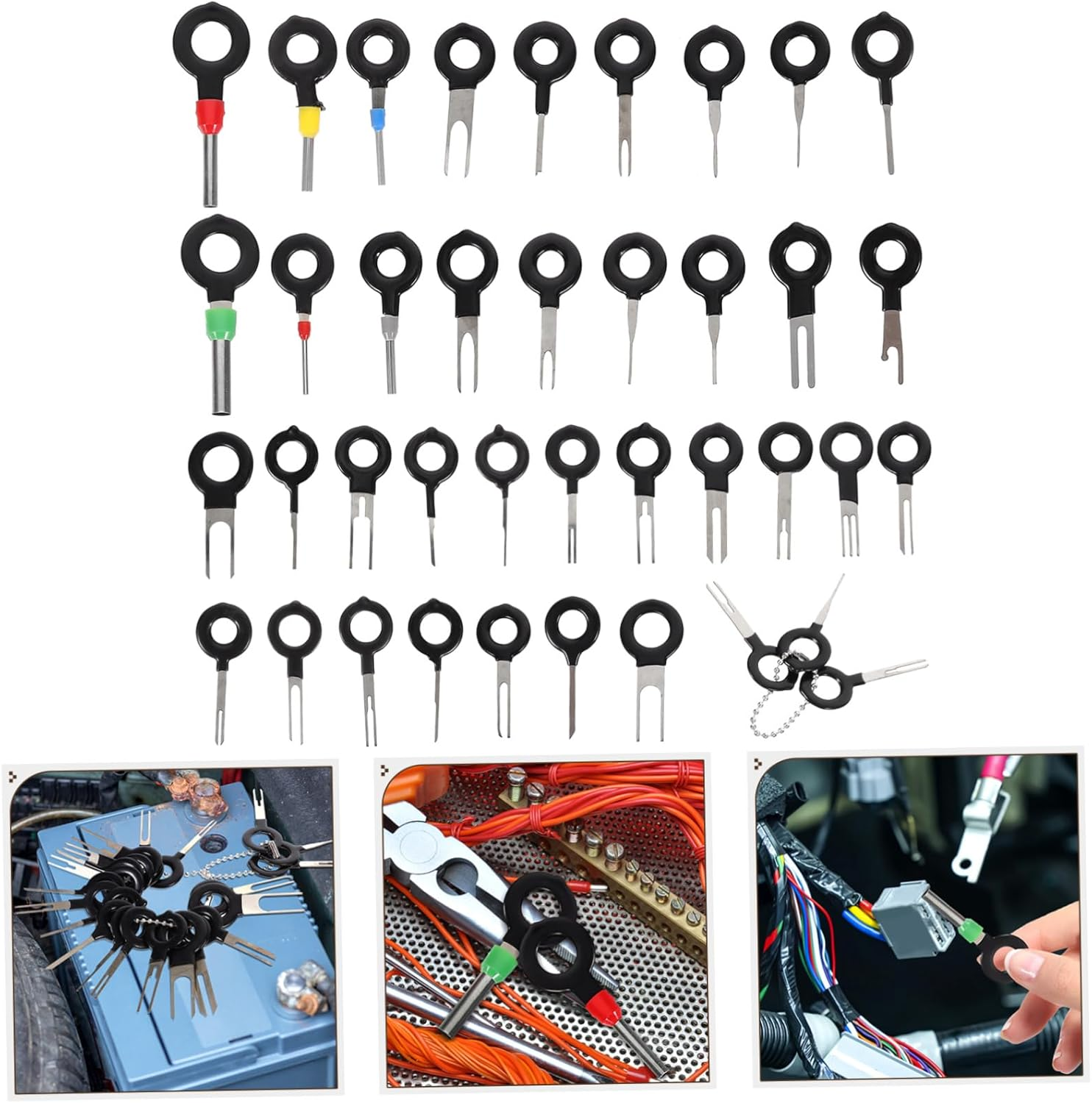 MUCKLILY 39Pcs Terminal Removal Tools Kit Connector Pin Release Extractor Puller for Automotive Household Devices Random Style