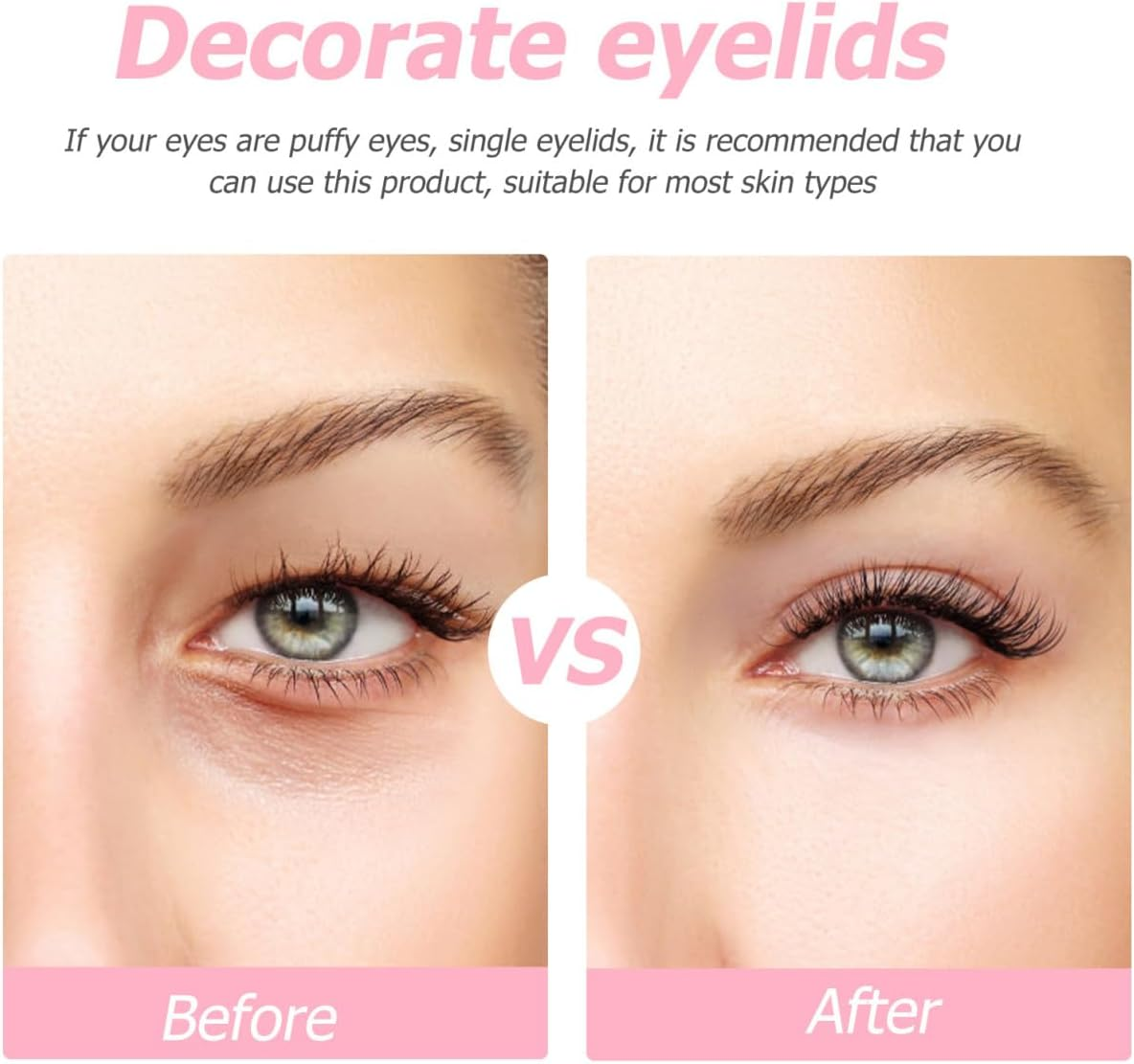 TOPPERFUN 2 Sets Invisible Double Eyelid Tape with Fork Tweezer Pink Cosmetic Accessories for Natural Eye Makeup Breathable Lace Design Suitable for Uneven and Droopy Eyelids Easy image number 4