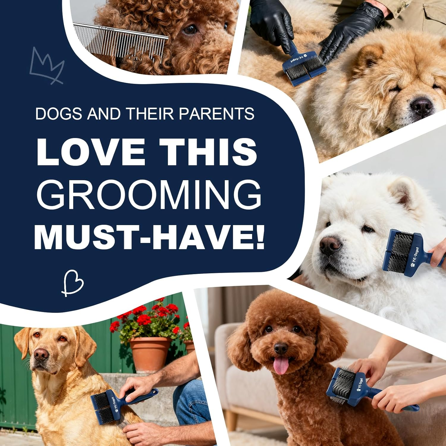 Flexible Double-Sided Slicker Dog Brush for Doodle & Poodle- Dog Grooming Hair Brush for Goldendoodles & Labradoodles- Gentle Detangling and Undercoat Brush for Dogs image number 4