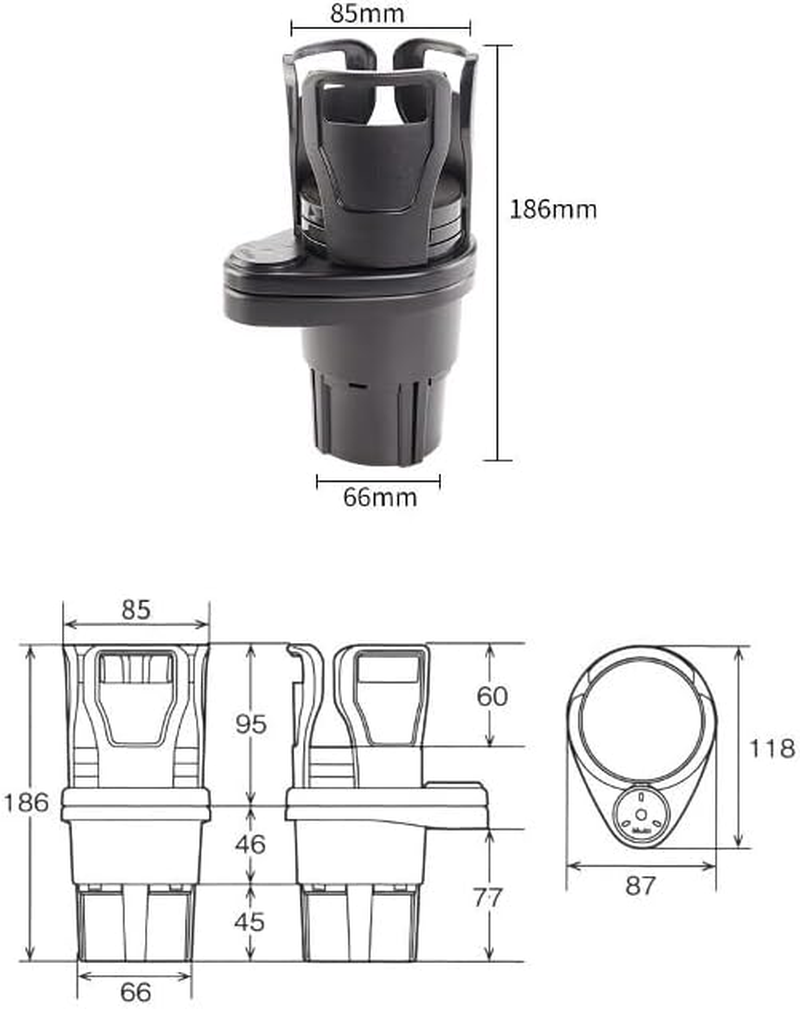 Elora Adjustable 2In1 Car Seat Cup Holder Water Bottle Drink Coffee Food Storage image number 1