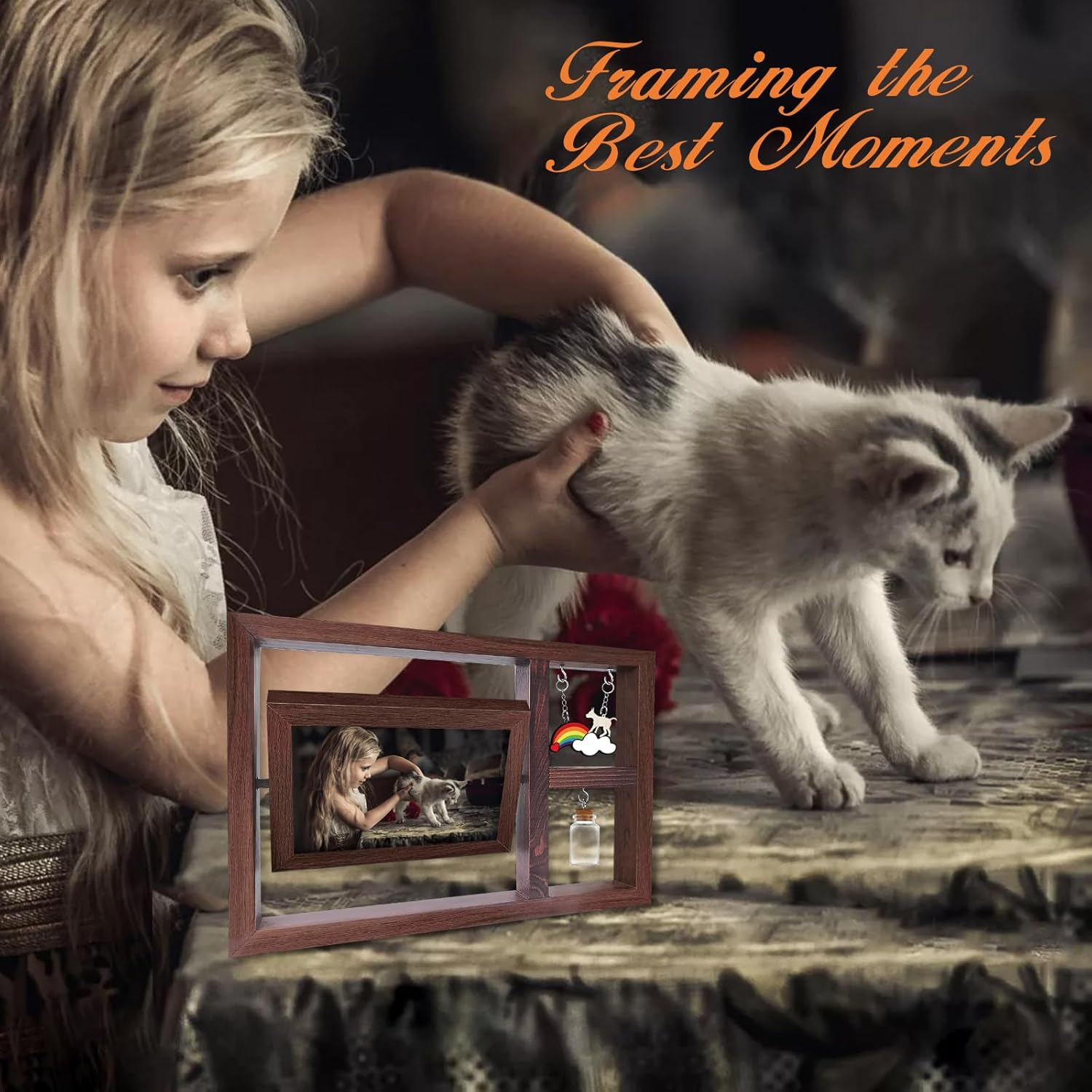 Pet Memorial Frame for Dogs, Rotating Wooden Dog Picture Frame Set 4X6 for Mom Dad - Dog Bereavement Remembrance Photo Frame in Loving Memory - Pet Sympathy Gifts for Loss of Dog, Double-Sided Display-Horizontal image number 5