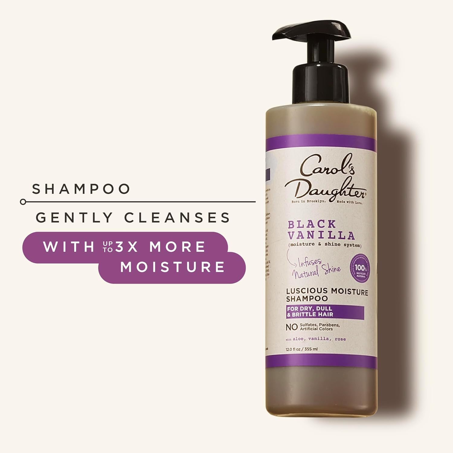 Carol'S Daughter Black Vanilla Moisture Sulfate Free Shampoo for Curly, Wavy or Natural Hair, Moisturizing Hair Care for Dry, Damaged Hair, 12 Fl Oz image number 3