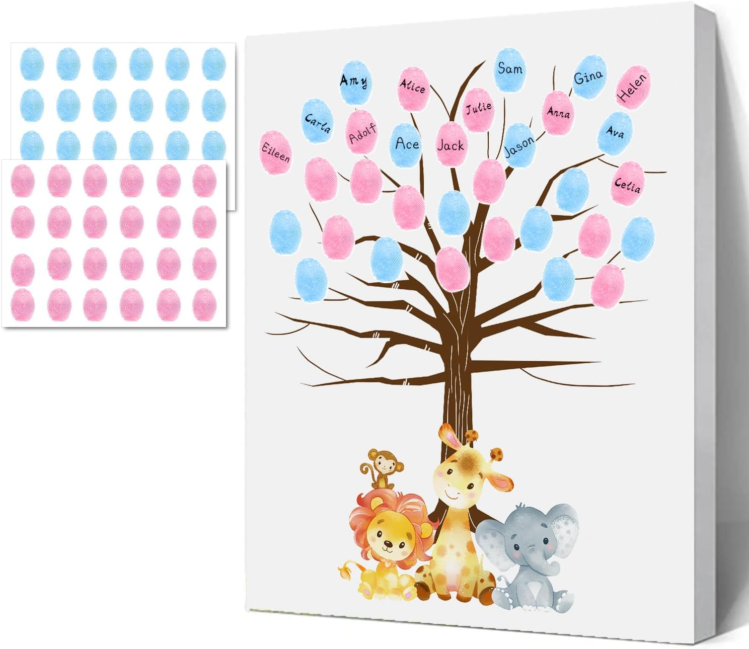 Sirjiera Gender Reveal Fingerprint Book, Baby Shower Message Canvas, Fingerprint Message Book with Stickers, Baby Shower Decoration for Expectant Mothers, Gender Reveal Keepsake