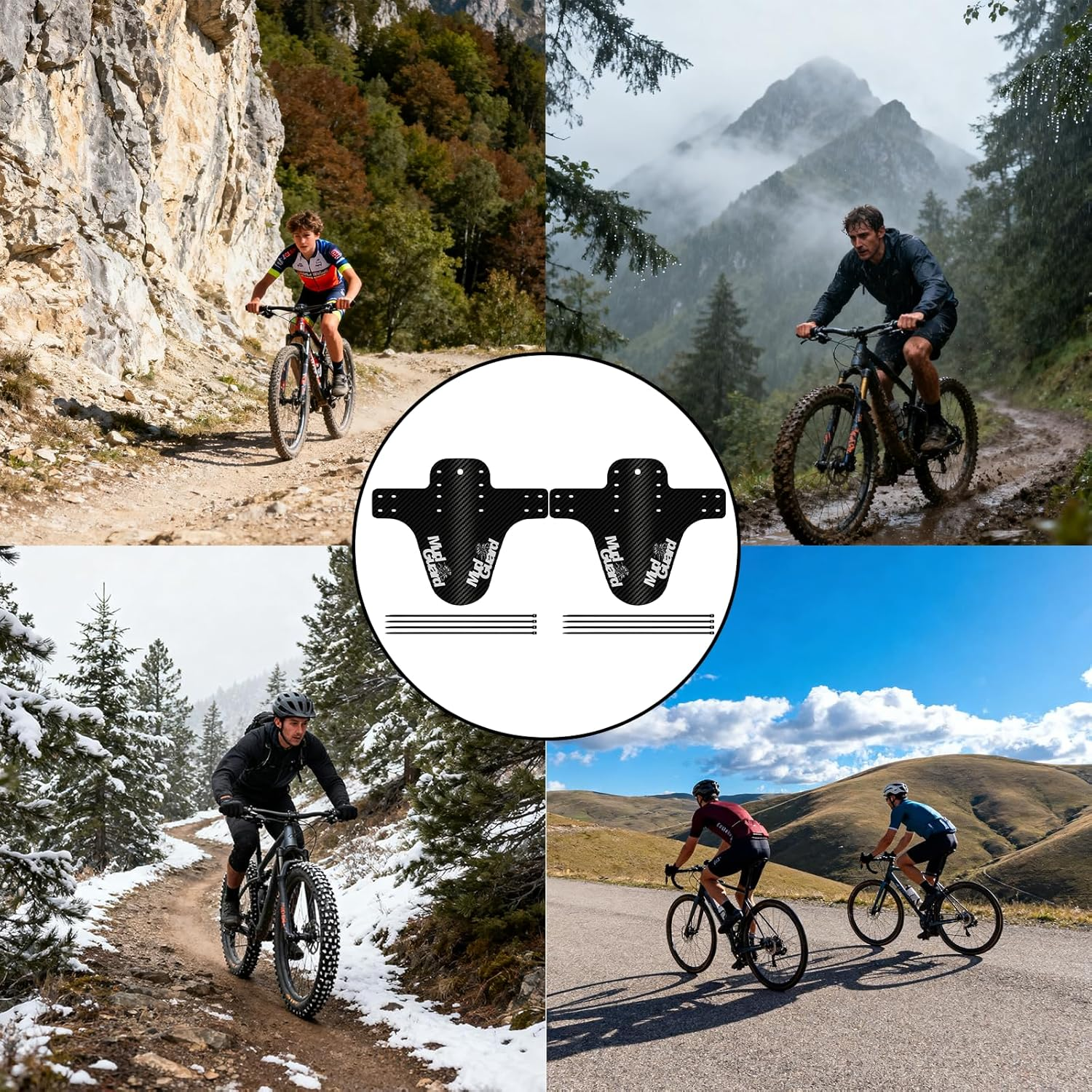 1 Pair Bike Fender - MTB Mountain Bike Mud Guard Bicycle Fenders Front & Rear Compatible for 26",27.5",29" plus Size and Fat Bicycle Dirt Guard, Bike Accessories image number 5