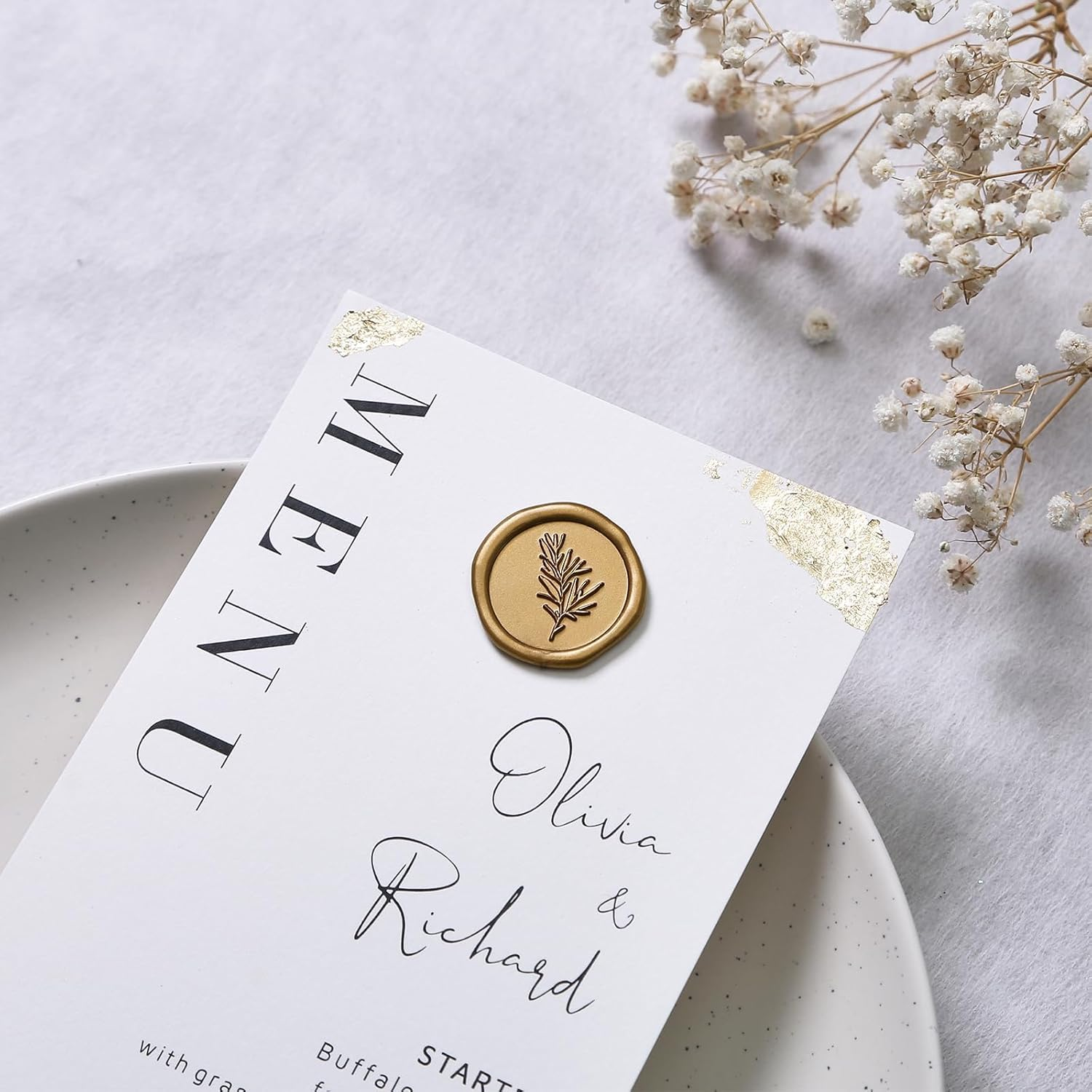 50Pcs Wax Seal Stickers, Wedding Invitation Envelope Seal Stickers, Self- Adhesive Antique Gold Stickers, Perfect for Invitaion Envelopes Gift Wrapping Party Greeting Cards(Rosemary) image number 4