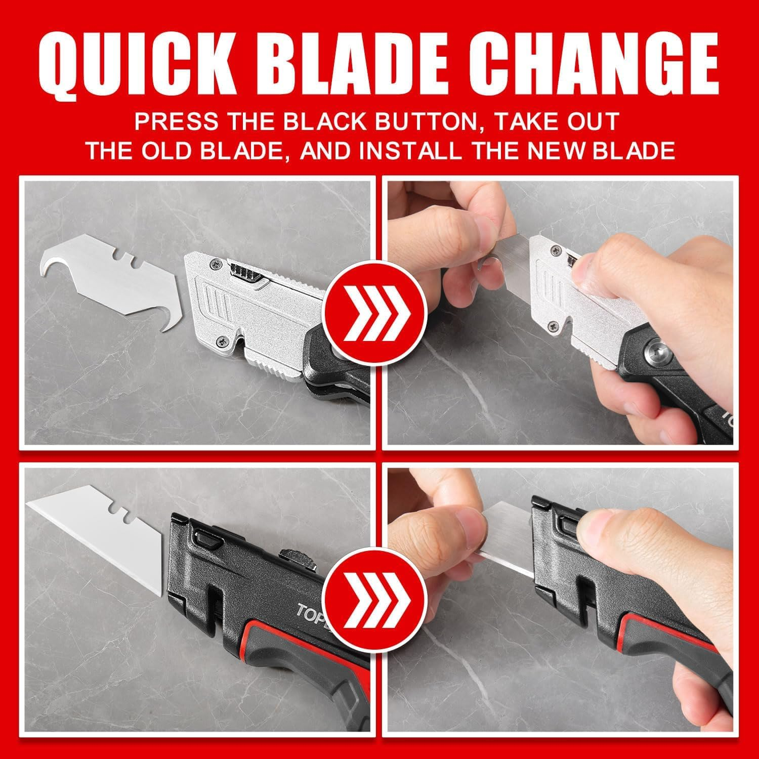 TOPEX 58PCS Folding Utility Knife Set Pocket Blades Box Cutter W/Retractable Blade image number 1