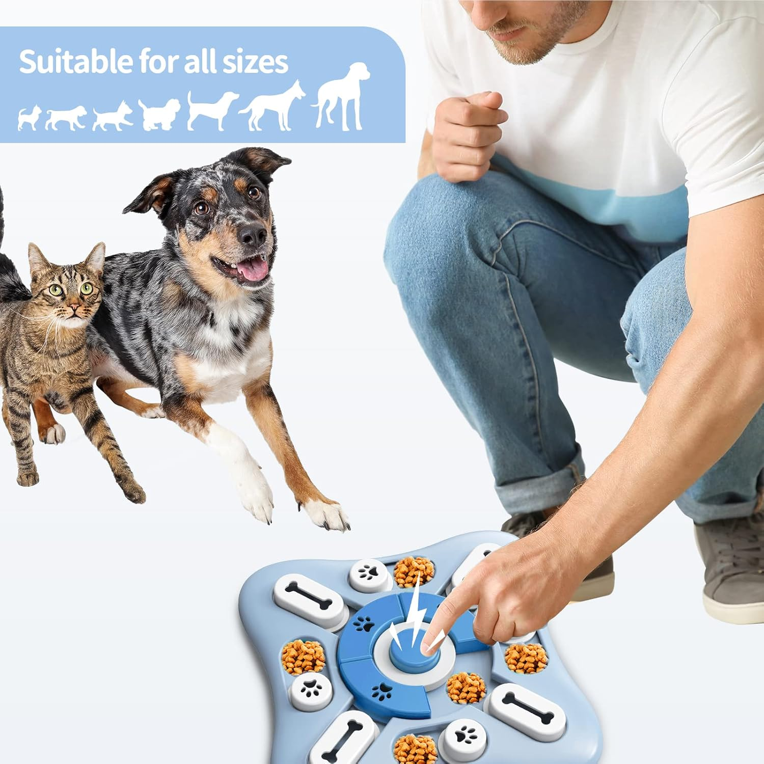 Dog Puzzle Toys, Squeaky Treat Dispensing Dog Enrichment Toys for IQ Training Brain Stimulation, Interactive Mentally Stimulating Toys as Gifts for Puppies, Cats, Small, Medium, Large Dogs image number 4
