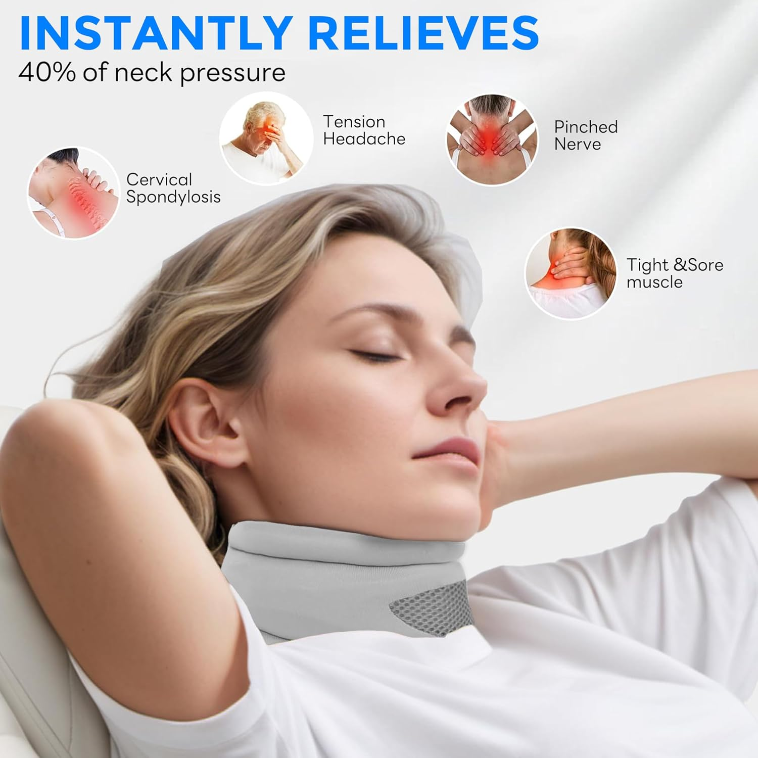 RAFSUN Neck Brace for Neck Pain Support - Soft Cervical Collar with Adjustable Fit, Spine Pressure Relief for Sleeping and Daily Use image number 3