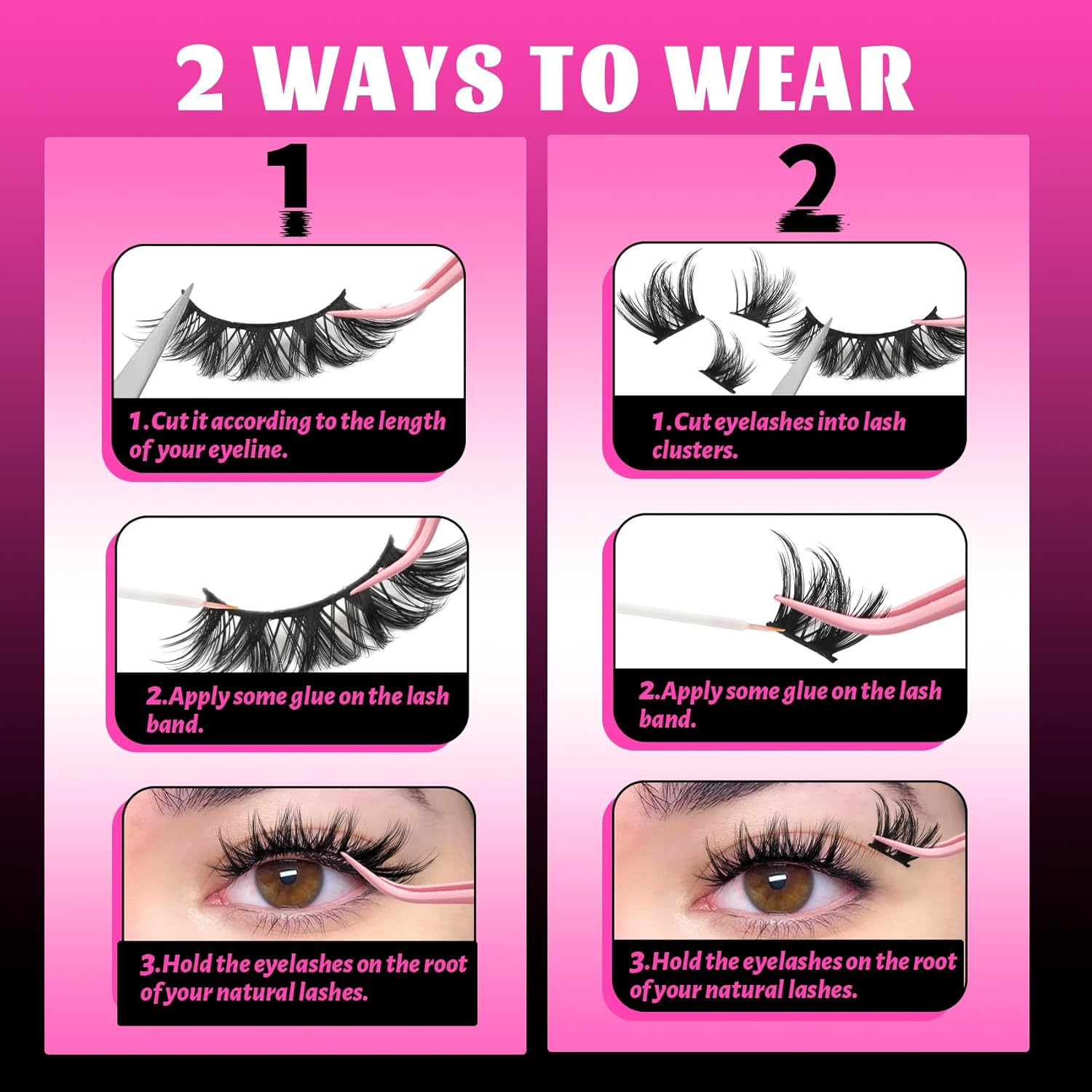 Veleasha Manga Lashes, Fake Lashes, Cat Eye Lashes, Crisscross Eyelashes, Soft Lashes, Artificial Eyelashes, False Eyelashes, Anime Lashes, 7 Pairs Pack (Mermaid) image number 5