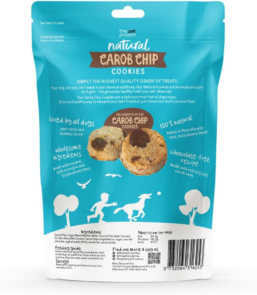 The Pet Project Carob Chip Cookies for Dogs &ndash; Natural Australian Dog Treats, Oven-Baked, Dog-Safe Chocolate Alternative image number 1