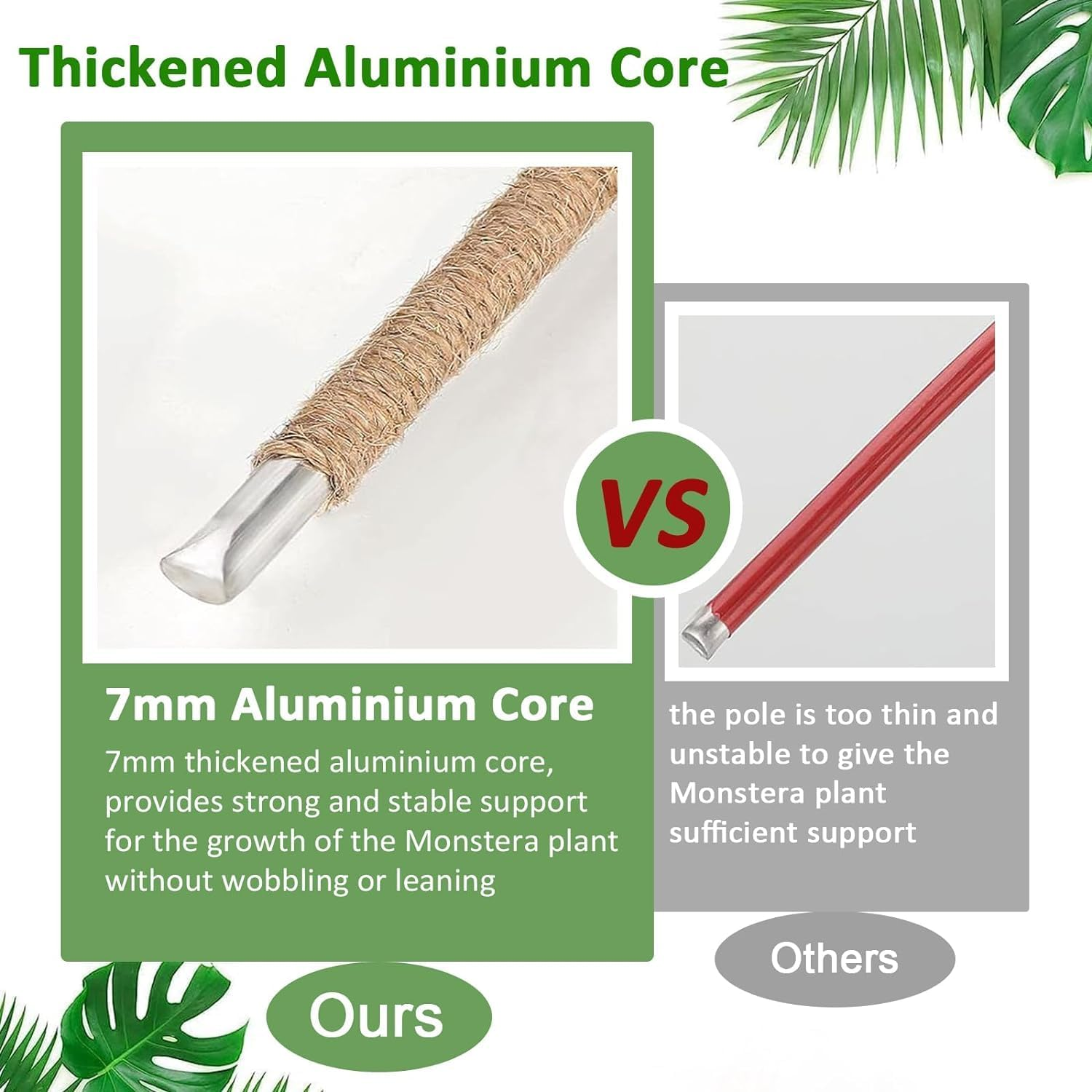 Pack Moss Pole Kit, 48 Inch Bendable Moss Pole Monstera Plant Support, Moss Poles for Monstera, Climbing Plants Indoor Large Moss Pole Support Garden Trellis Potted Plants Pothos Growth (48 Inch)