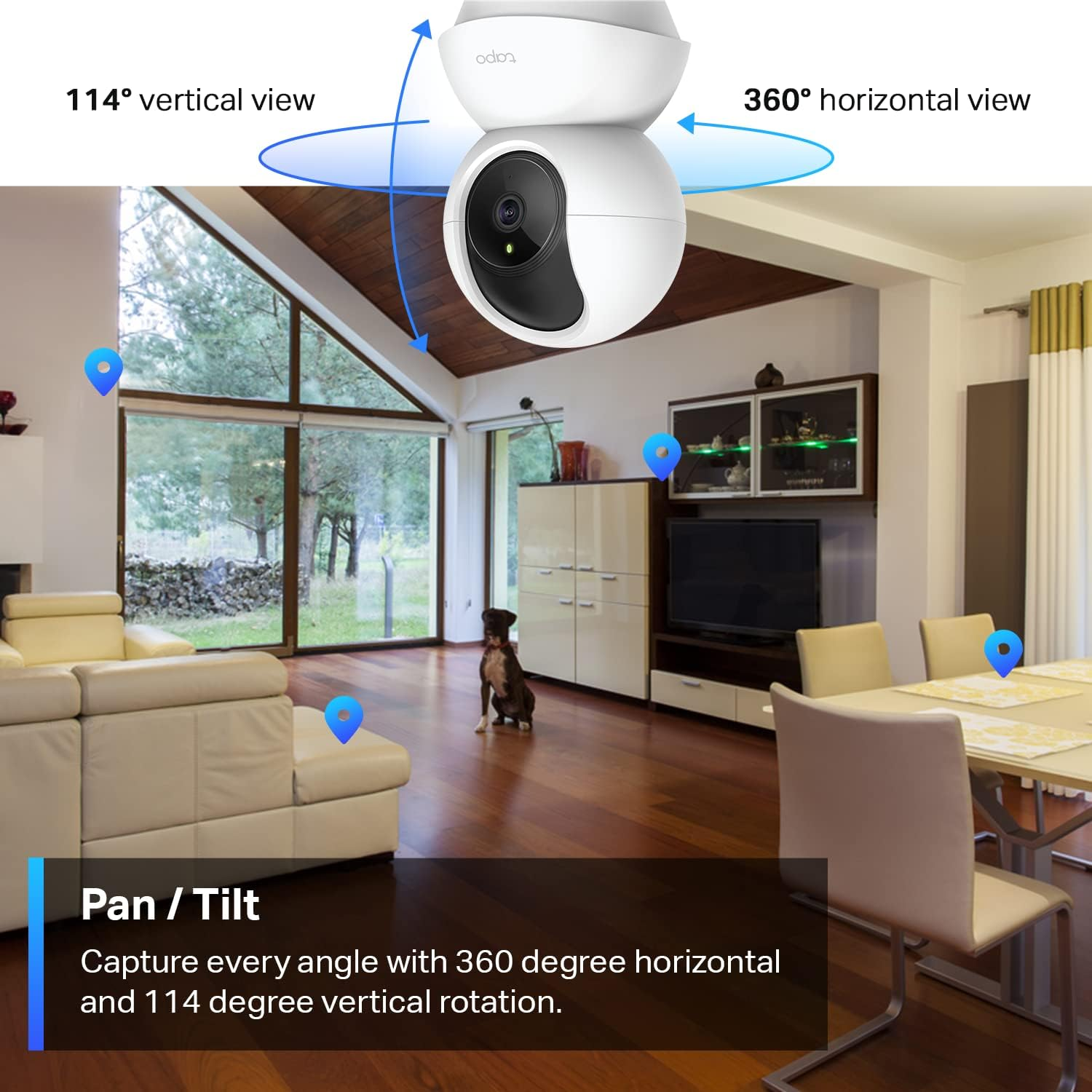 Tp-Link Tapo 2K Pan Tilt Security Camera for Baby Monitor, Dog Camera W/Motion Detection, 2-Way Audio Siren, Night Vision, Cloud &SD Card Storage (Up to 256 GB), Works with Alexa & Google Home (C210) image number 2