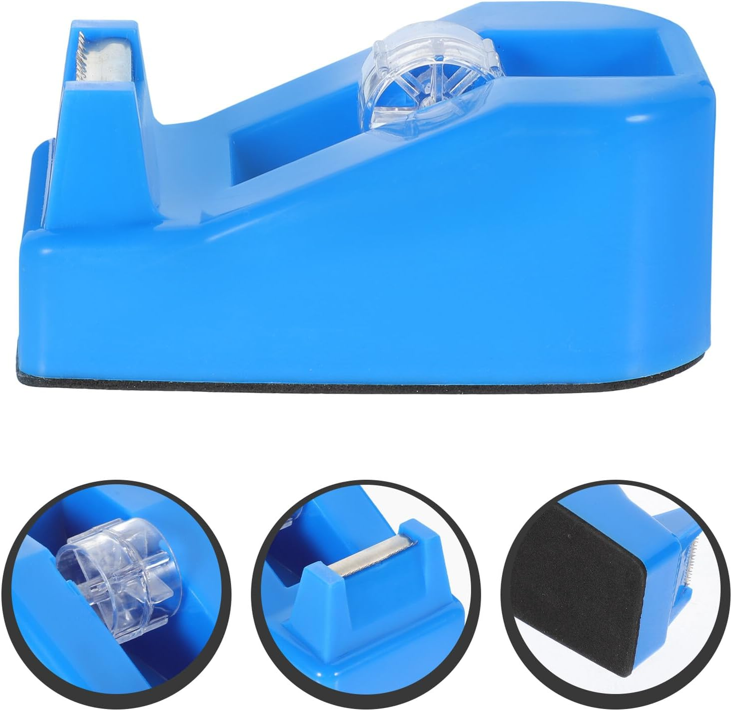 Veemoon Portable Small Tape Dispenser with Colored Transparent Design Hold and Cut Tape Holder for Office School and Home Use Practical Desk Accessory in Blue image number 3