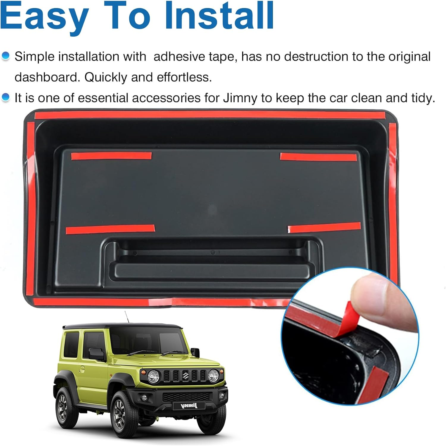 Center Console Organizer for Suzuki Jimny JB64 JB74 2019-2025 Dashboard Insert Tray, Dash Organizer Box for Phones, Keys & More, with Anti-Slip Mat, Dash Board Interior Accessories (Black) image number 1