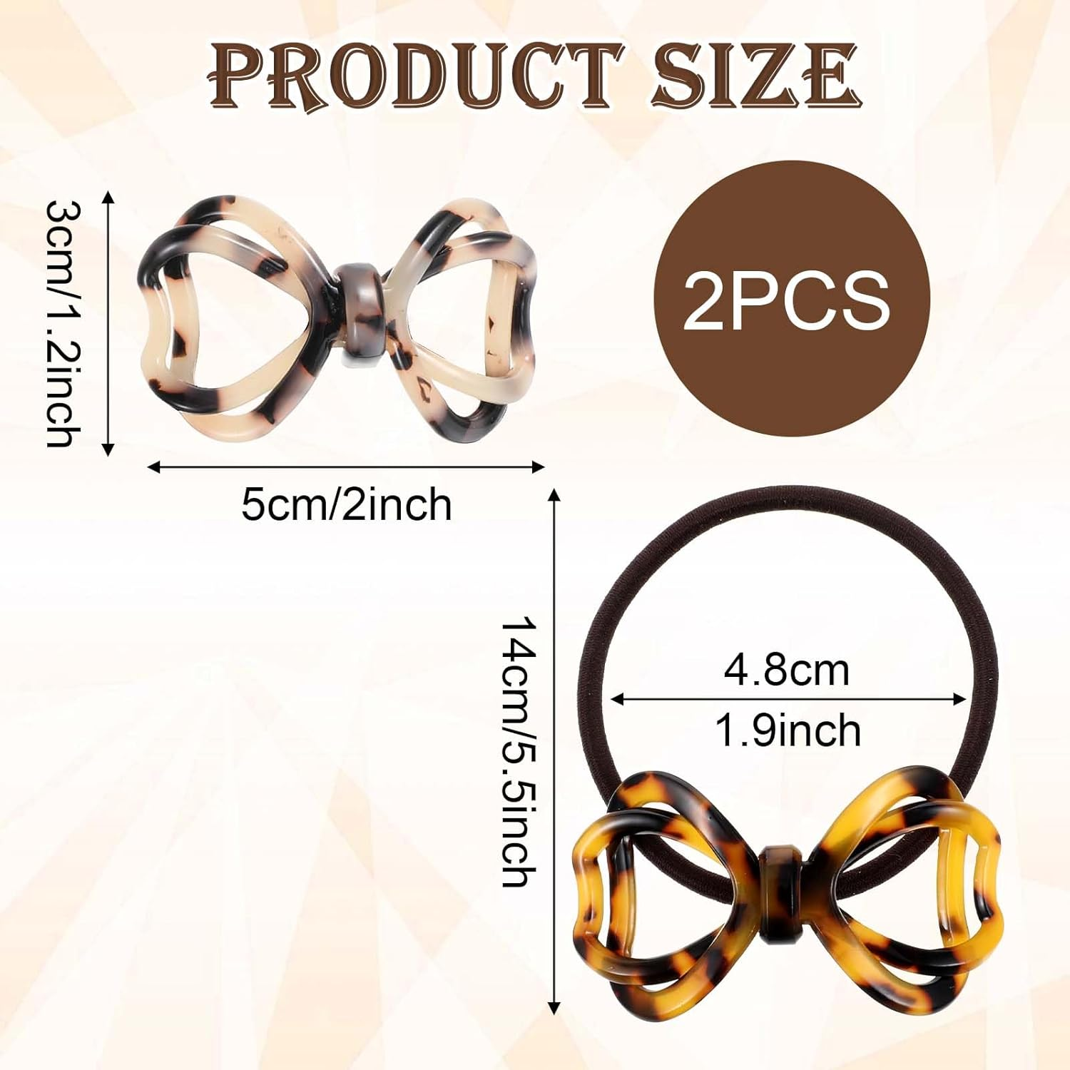 Pack of 2 Women'S Hippie Headbands, Elastic Braided Headbands, Boho Bow Tie Hair Bands, Braided Hair Bands for Girls and Women (Curry/Beige) image number 2