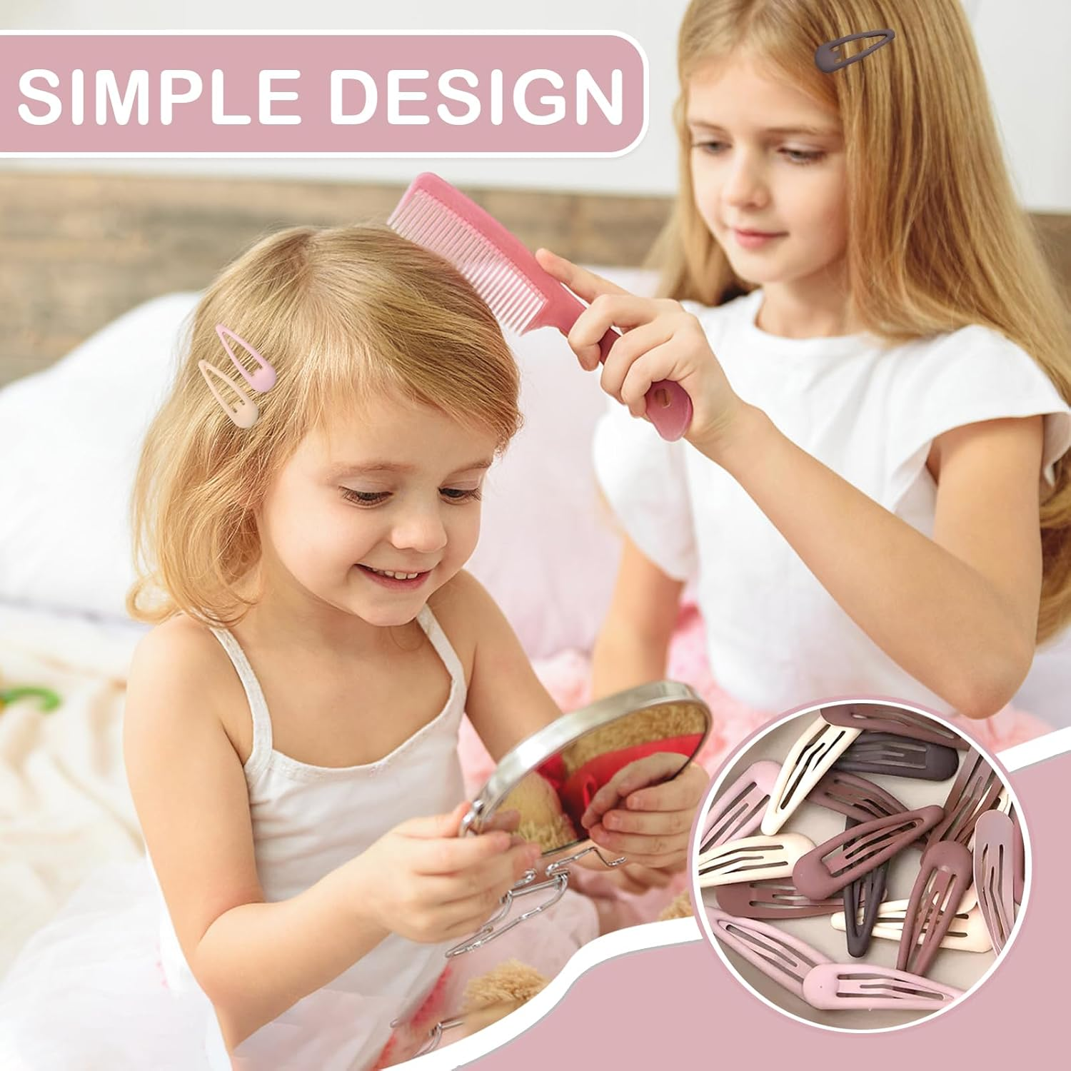 Jotia 30Pcs 5Cm Snap Hair Clips, Water Drop Non Slip Hair Barrettes Strong Hold Matte Hair Clips Metal Snap Clips for Women Girls (5 Colors) image number 3